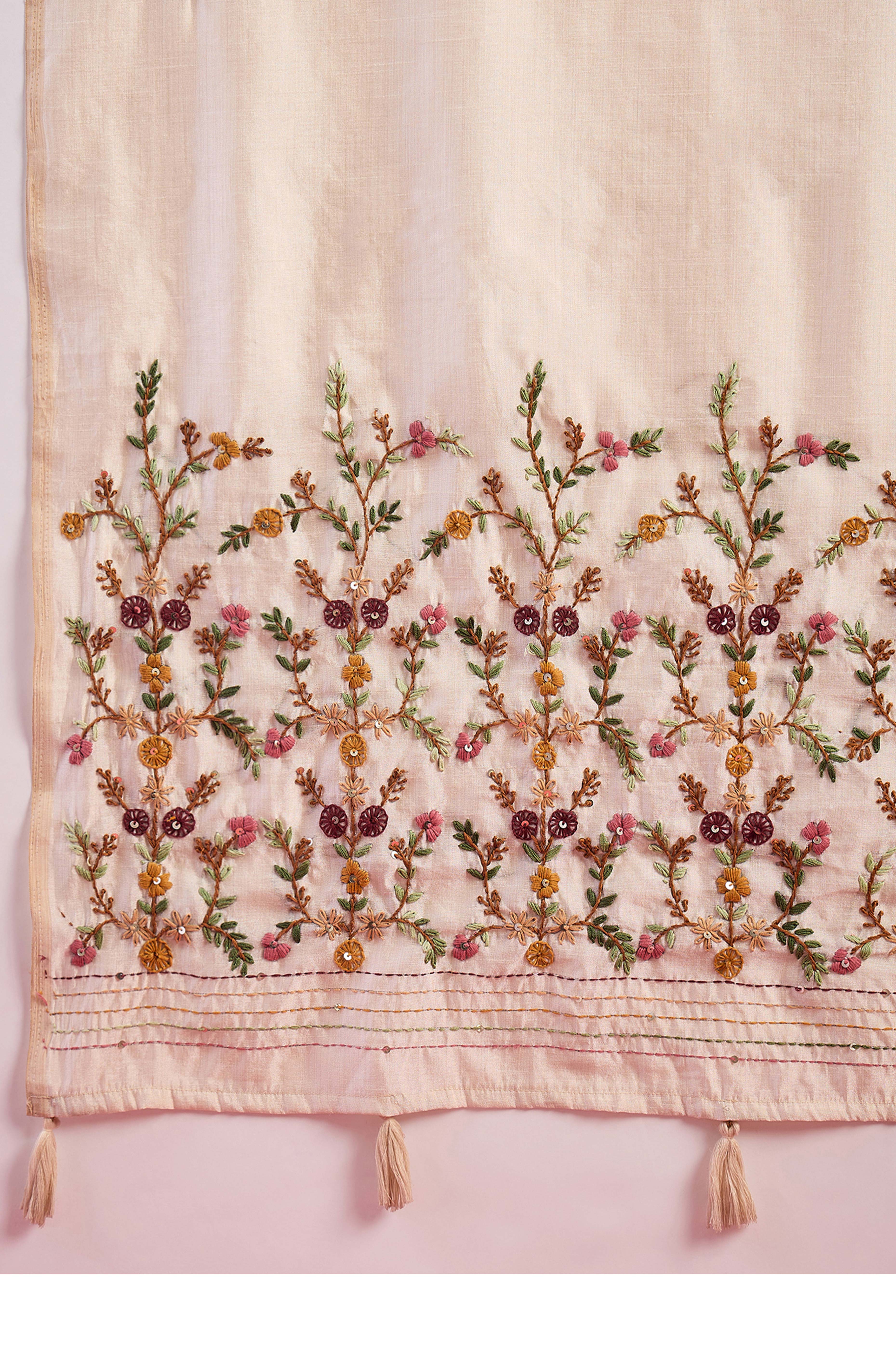 Cream Premium Festive Wear Tussar Silk Saree with Elegant Thread Work