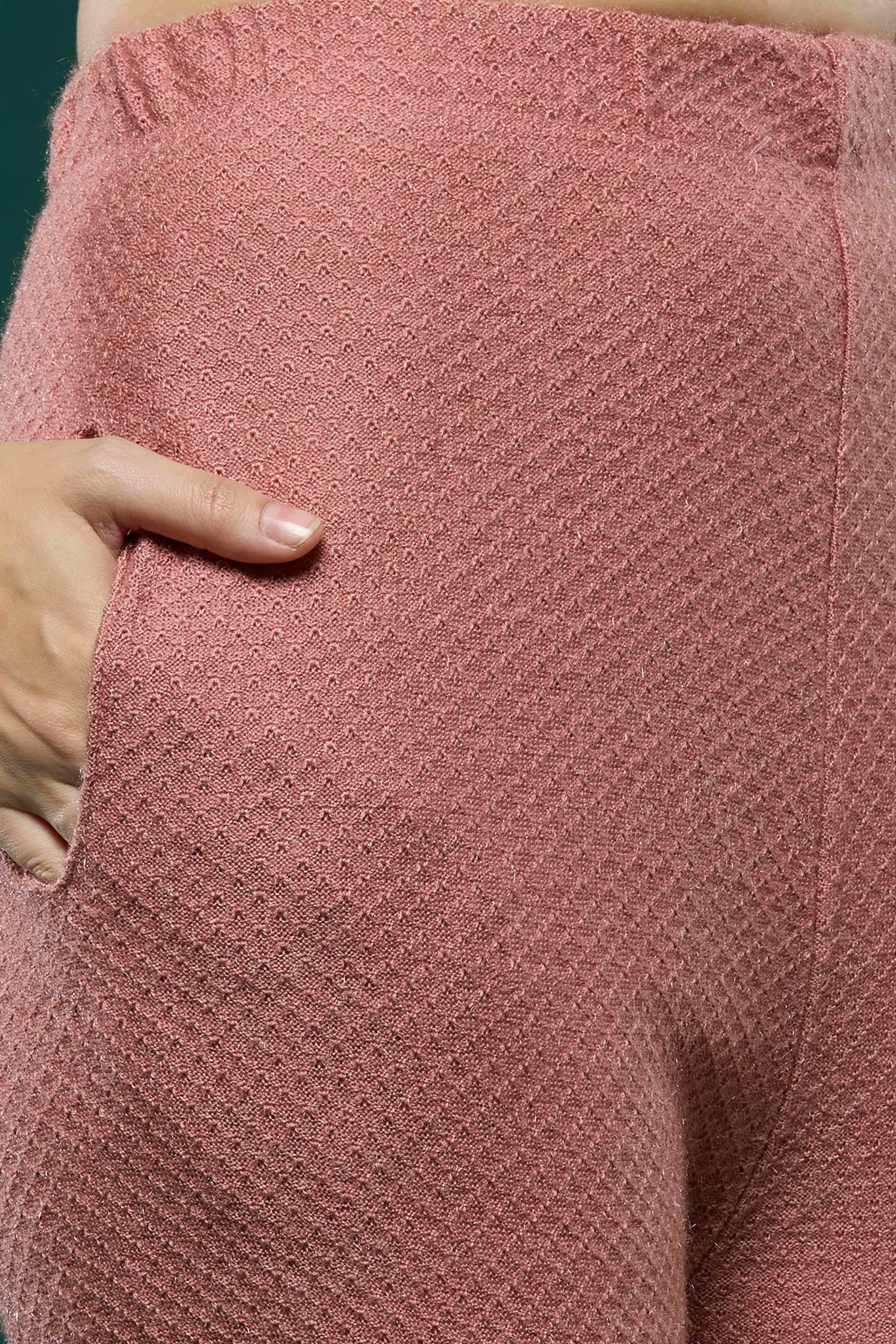 Peach Woven Woolen Straight Salwar Suit