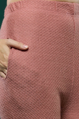 Peach Woven Woolen Straight Salwar Suit