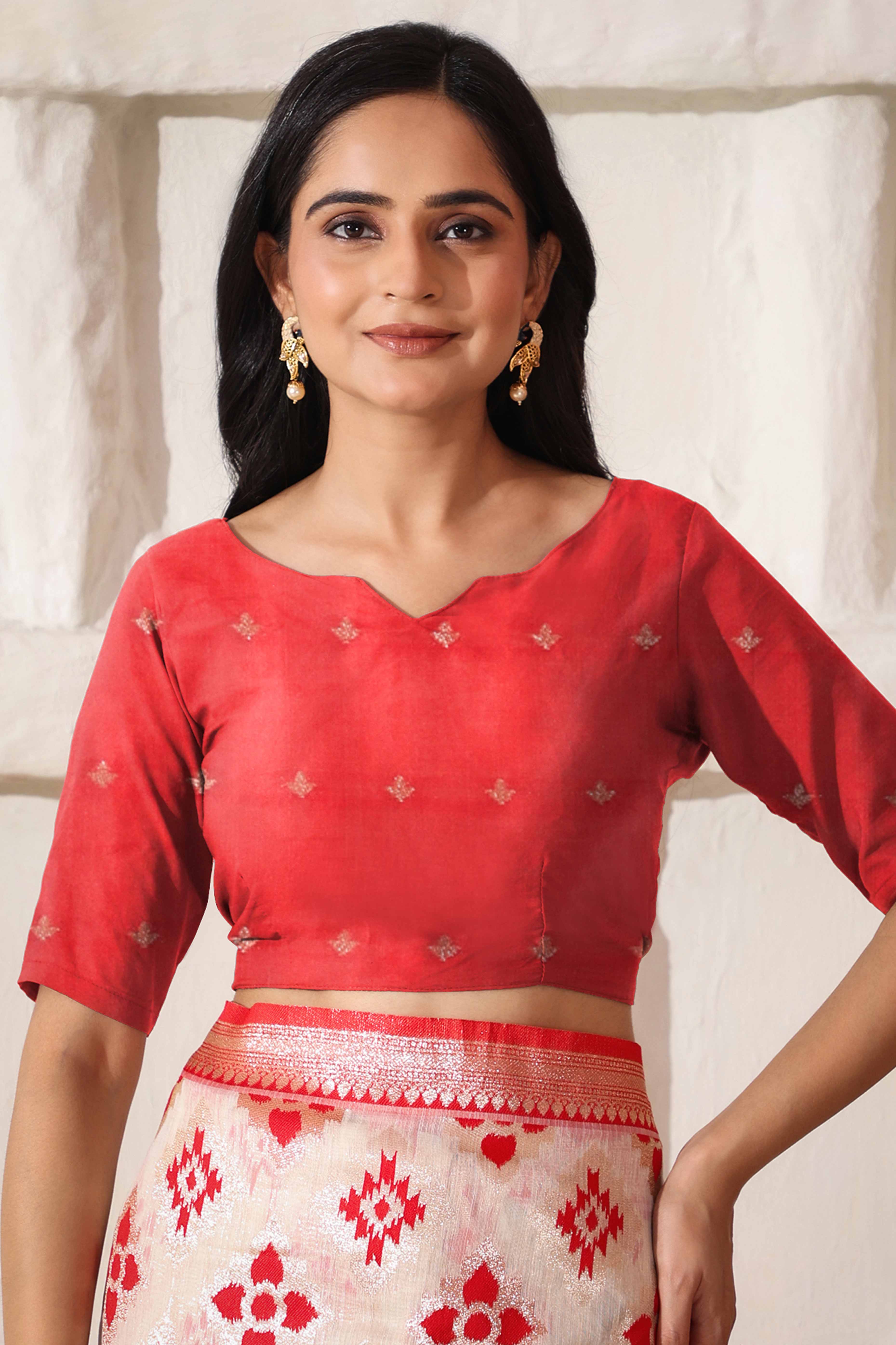 Traditional Zari Weaving On White & Red Linen Cotton Saree With A Charming Tassel Pallu