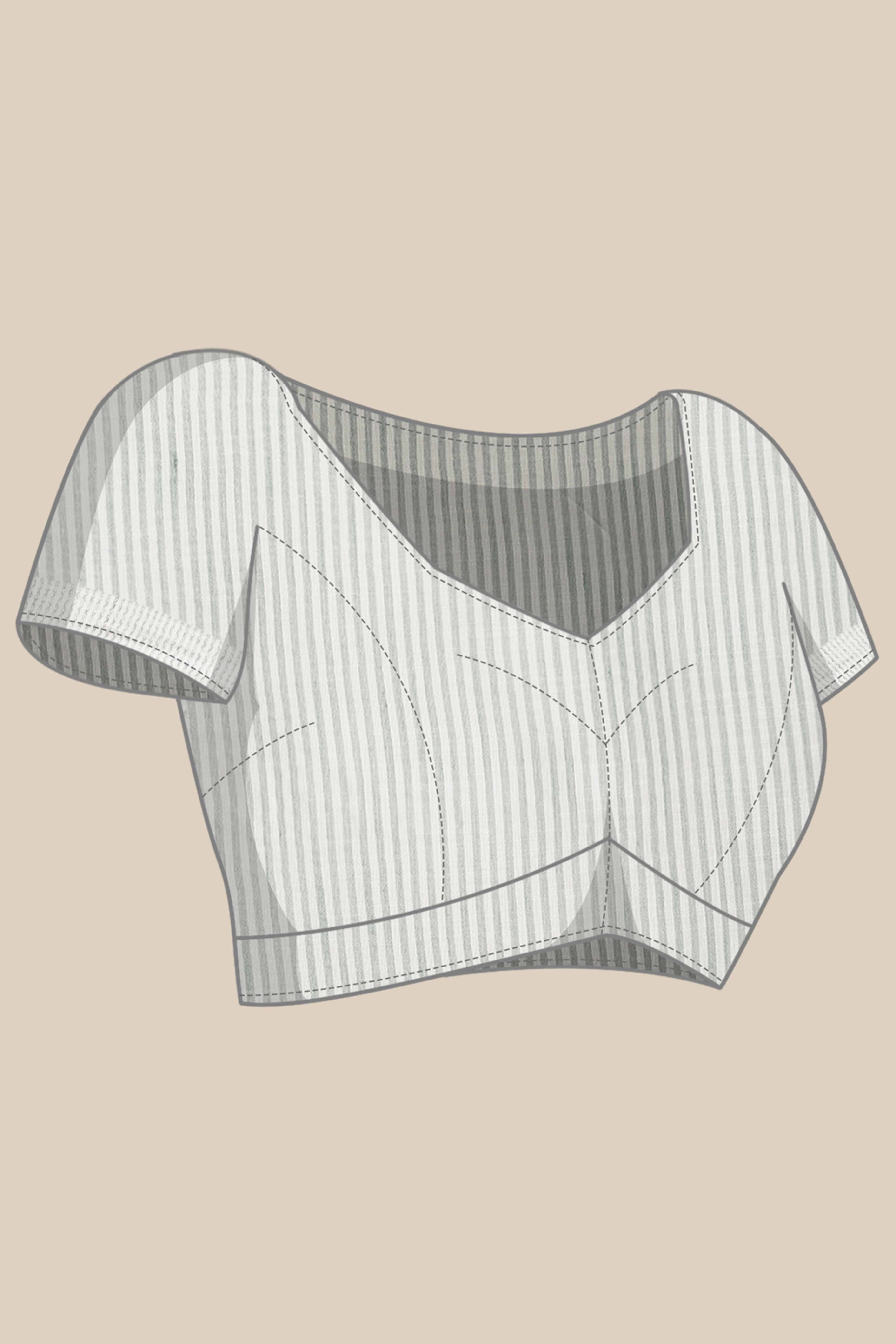 Sea Green Festive Linen Weaving Saree with Silver Zari Border & Pallu