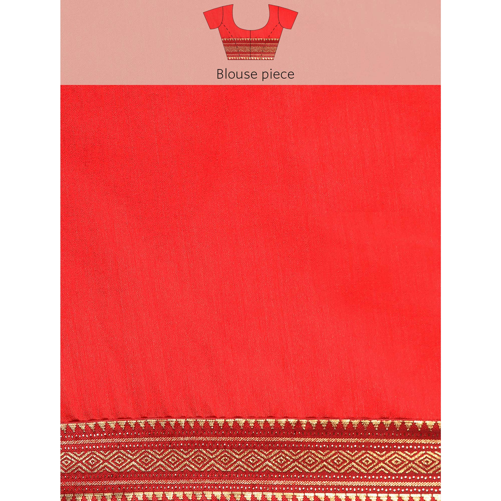 Red Solid With Woven Border Chiffon Saree With Tassels