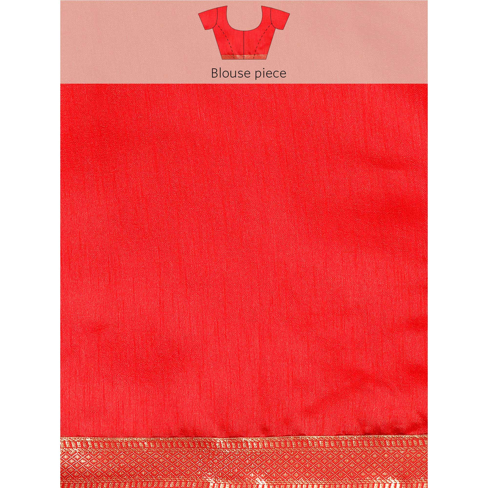 Red Solid Vichitra Silk Saree With Fancy Zari Border