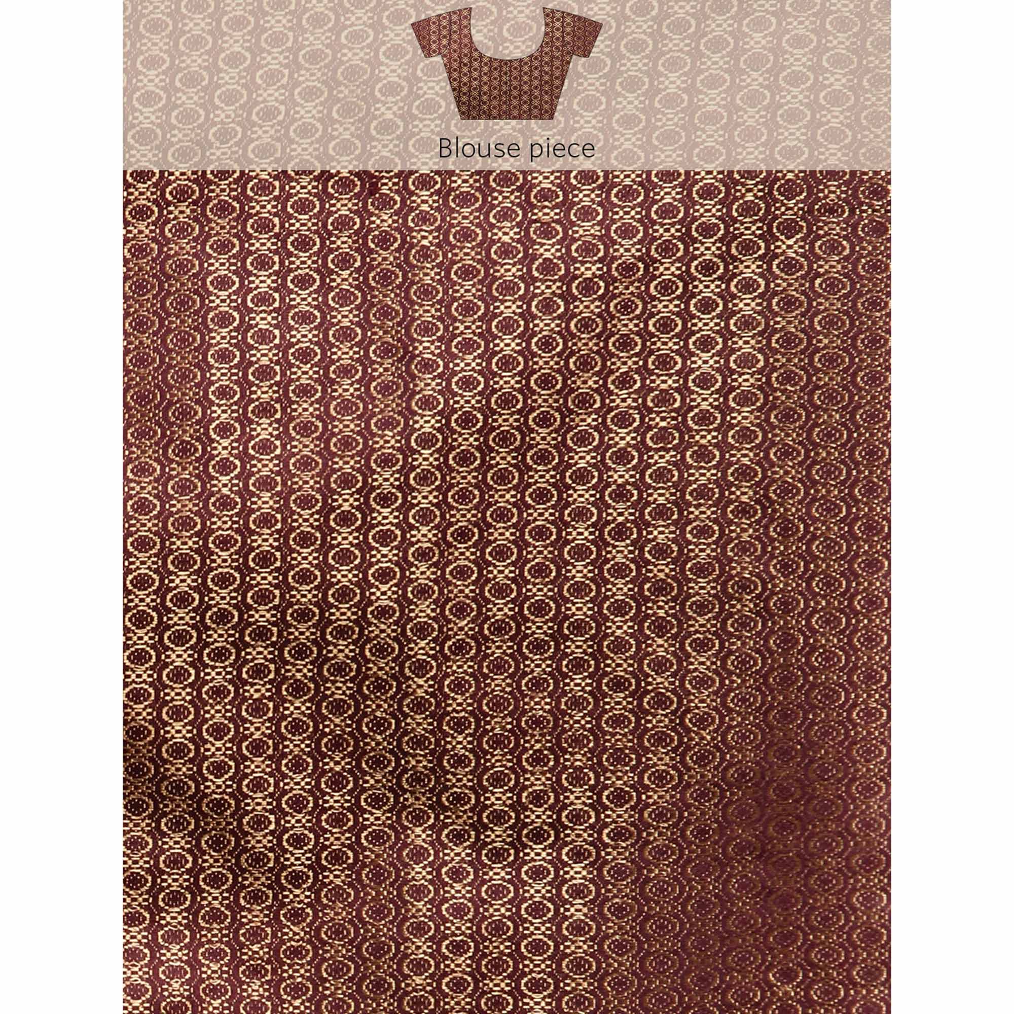 Wine Swarovski Work Chiffon Saree With Zari Border