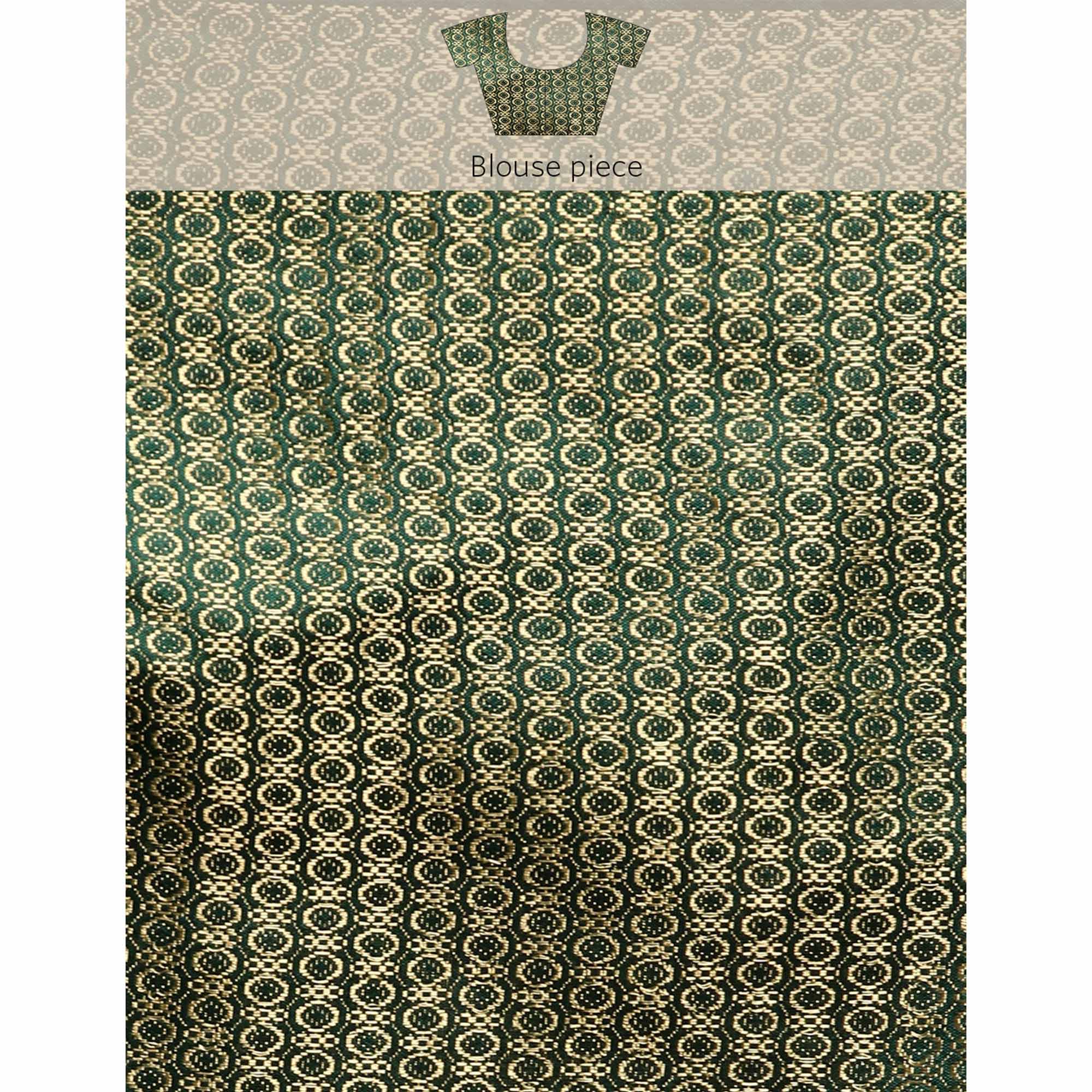 Green Swarovski Work Chiffon Saree With Zari Border