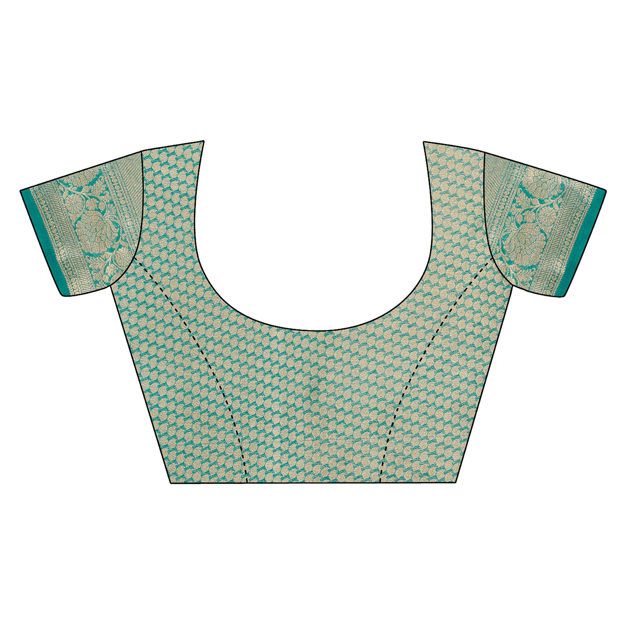 Rama Green Woven Organza Saree With Tassels