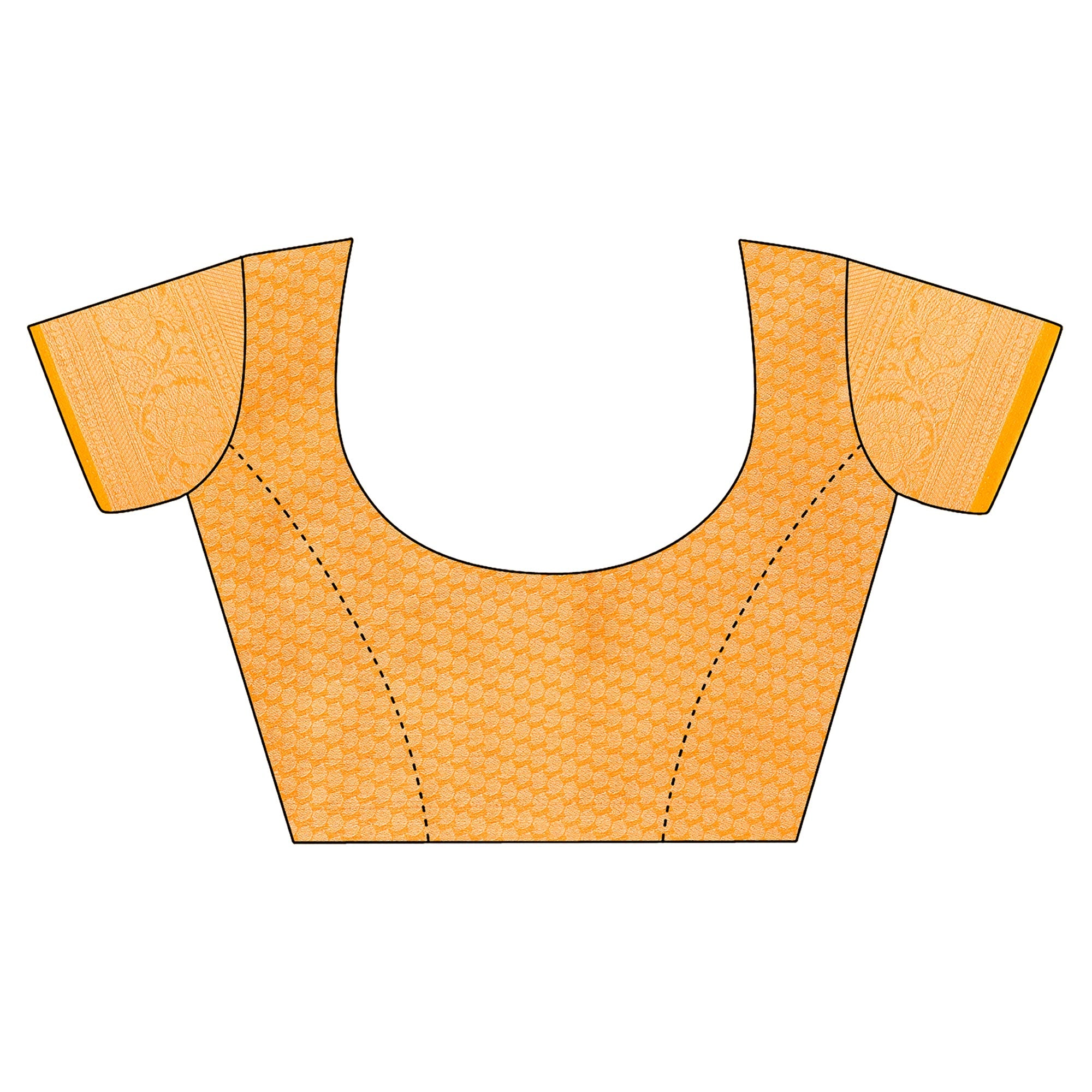 Orange Woven Organza Saree With Tassels