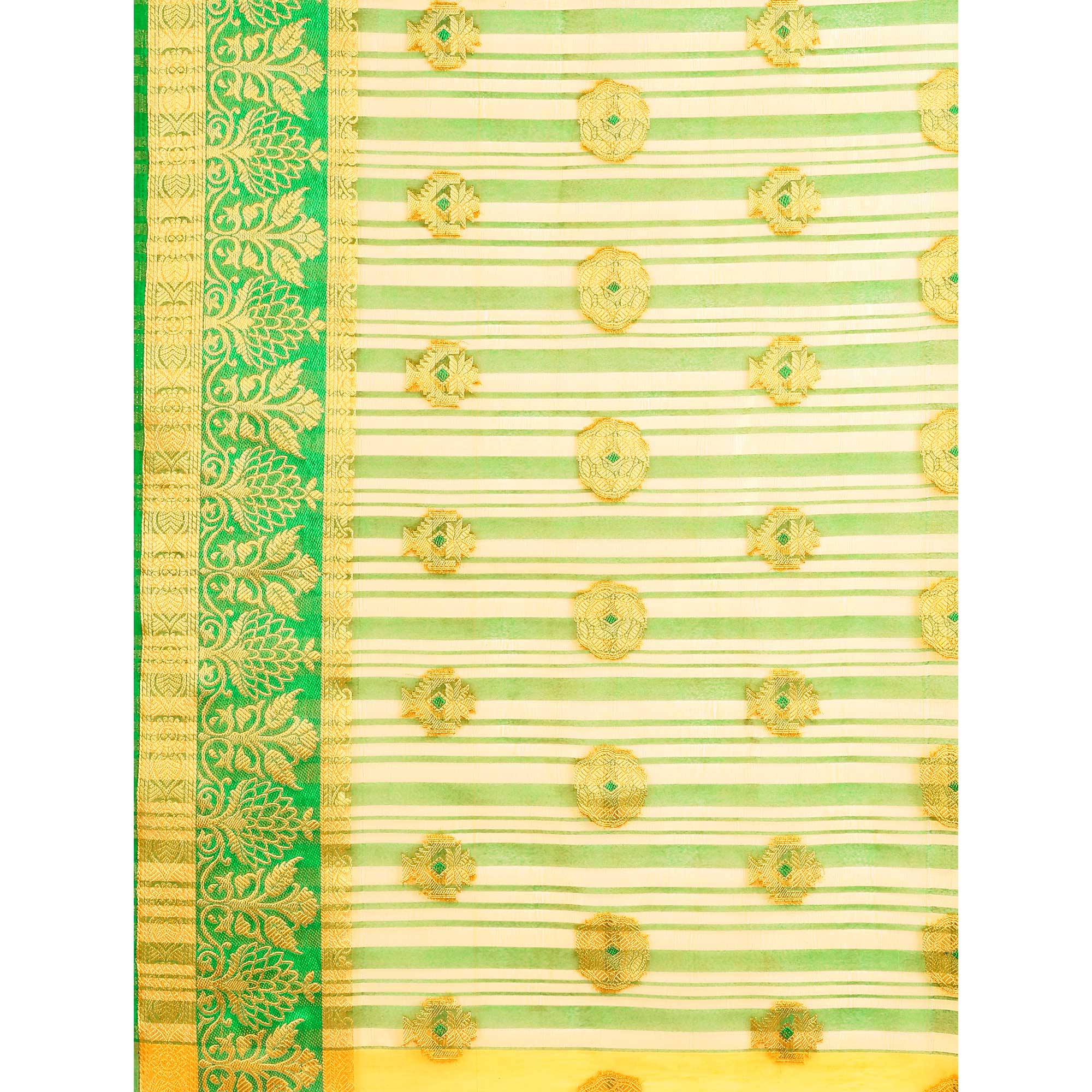 Yellow Floral Woven Cotton Silk Saree