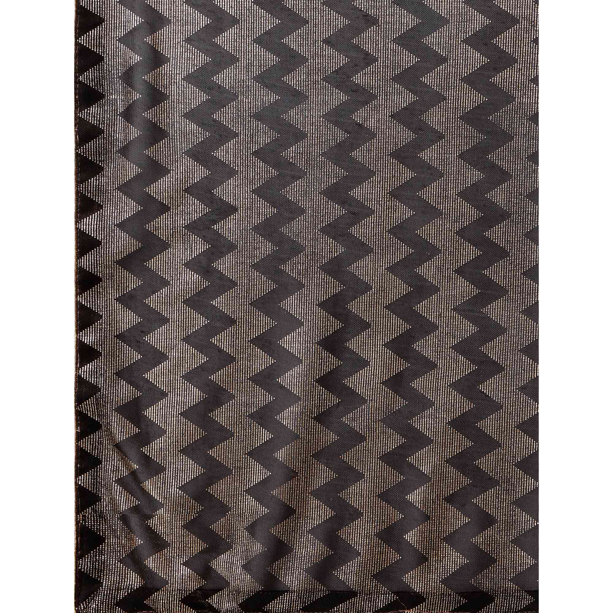 Brown Digital Foil Printed Rayon Saree