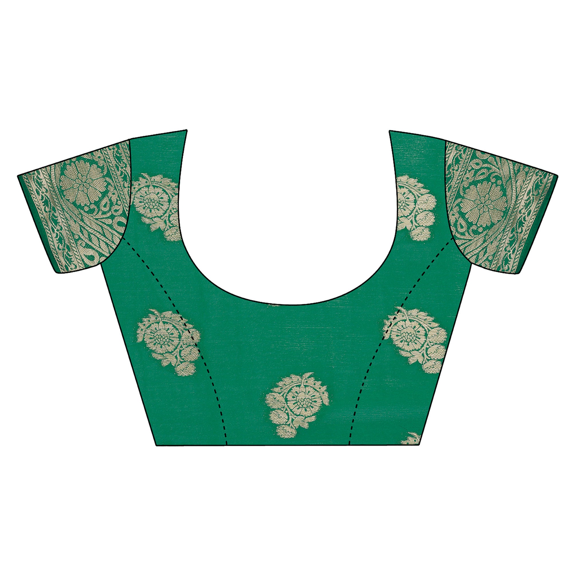 Green Woven Chiffon Saree With Tassels