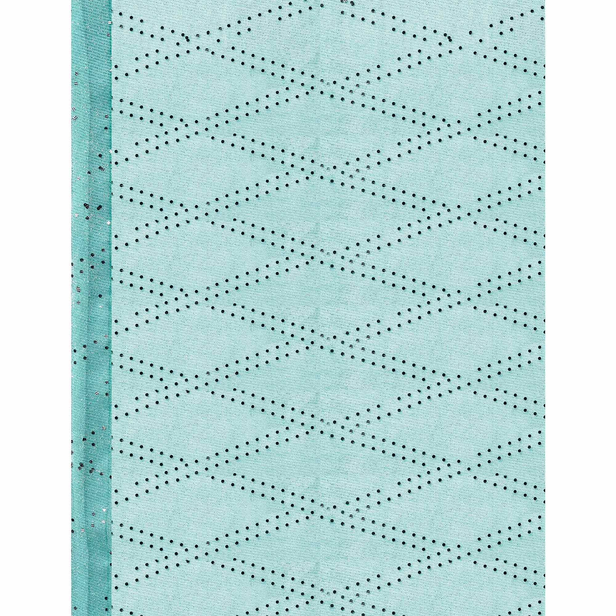 Turquoise Foil Printed Raw Silk Saree