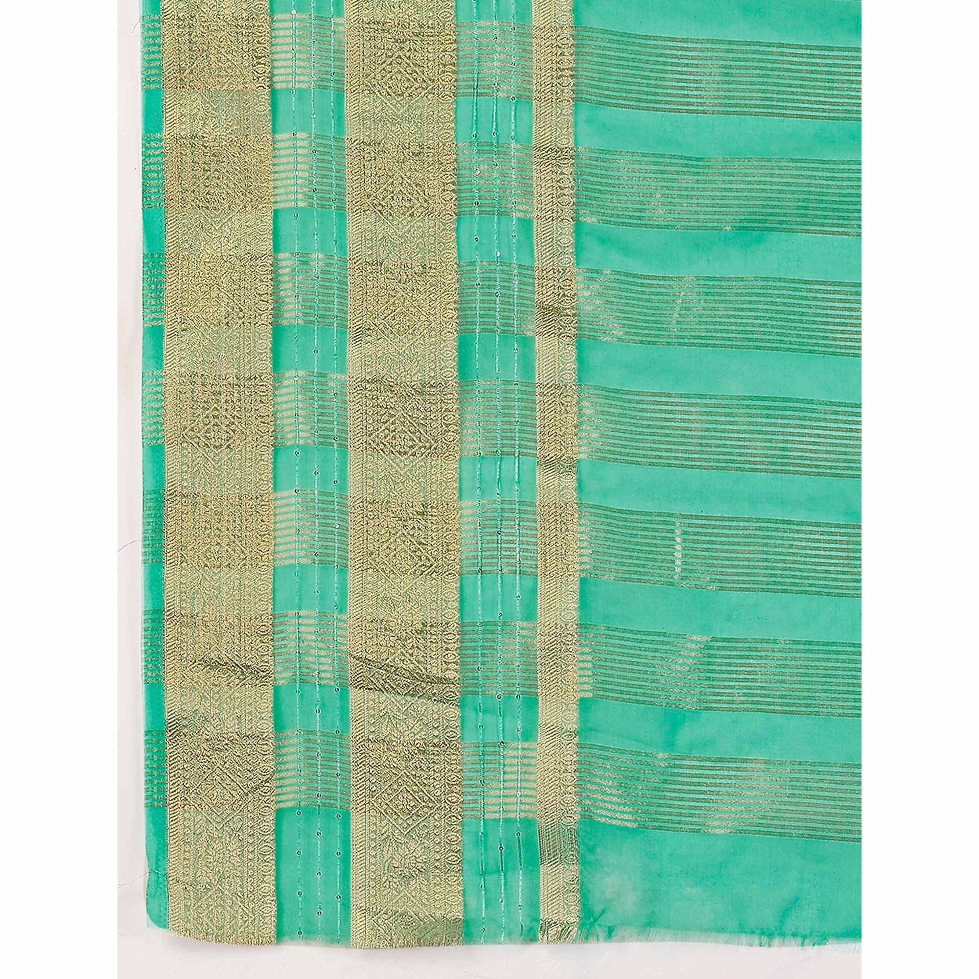 Rama Green Floral Zari Woven Organza Saree