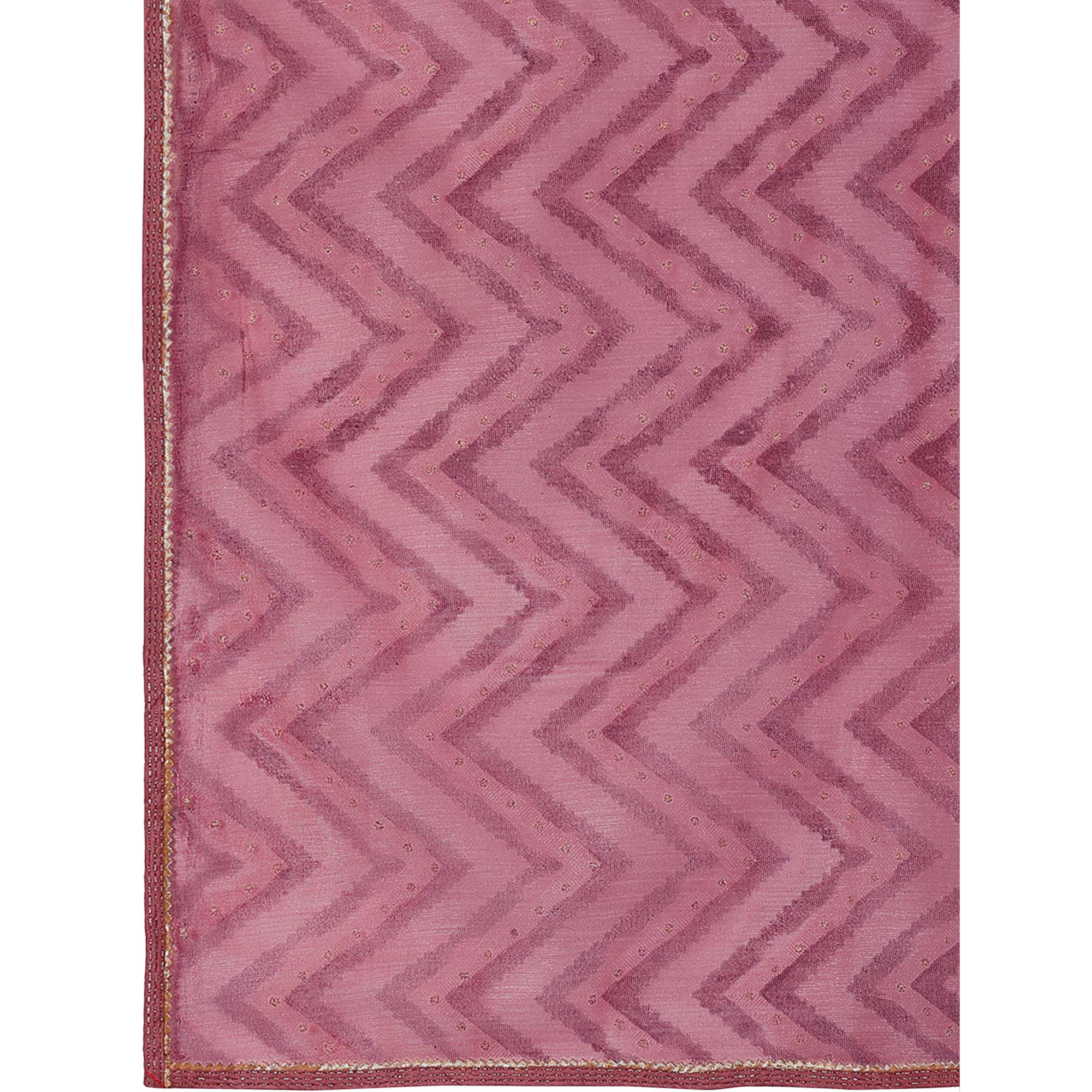 Purple Printed With Zari Work Cotton Silk Saree With Lace Border