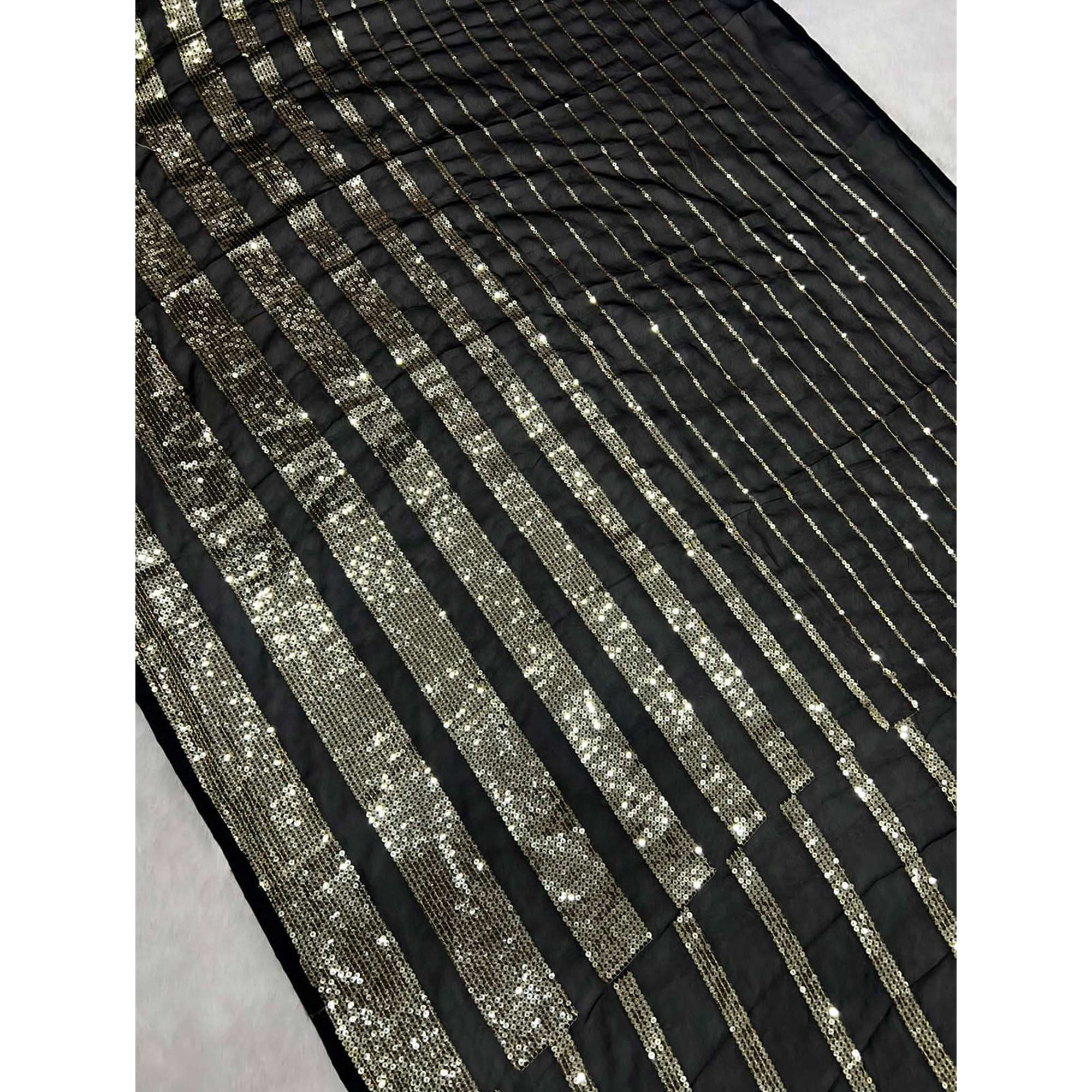 Black Sequins Embroidered Georgette Saree