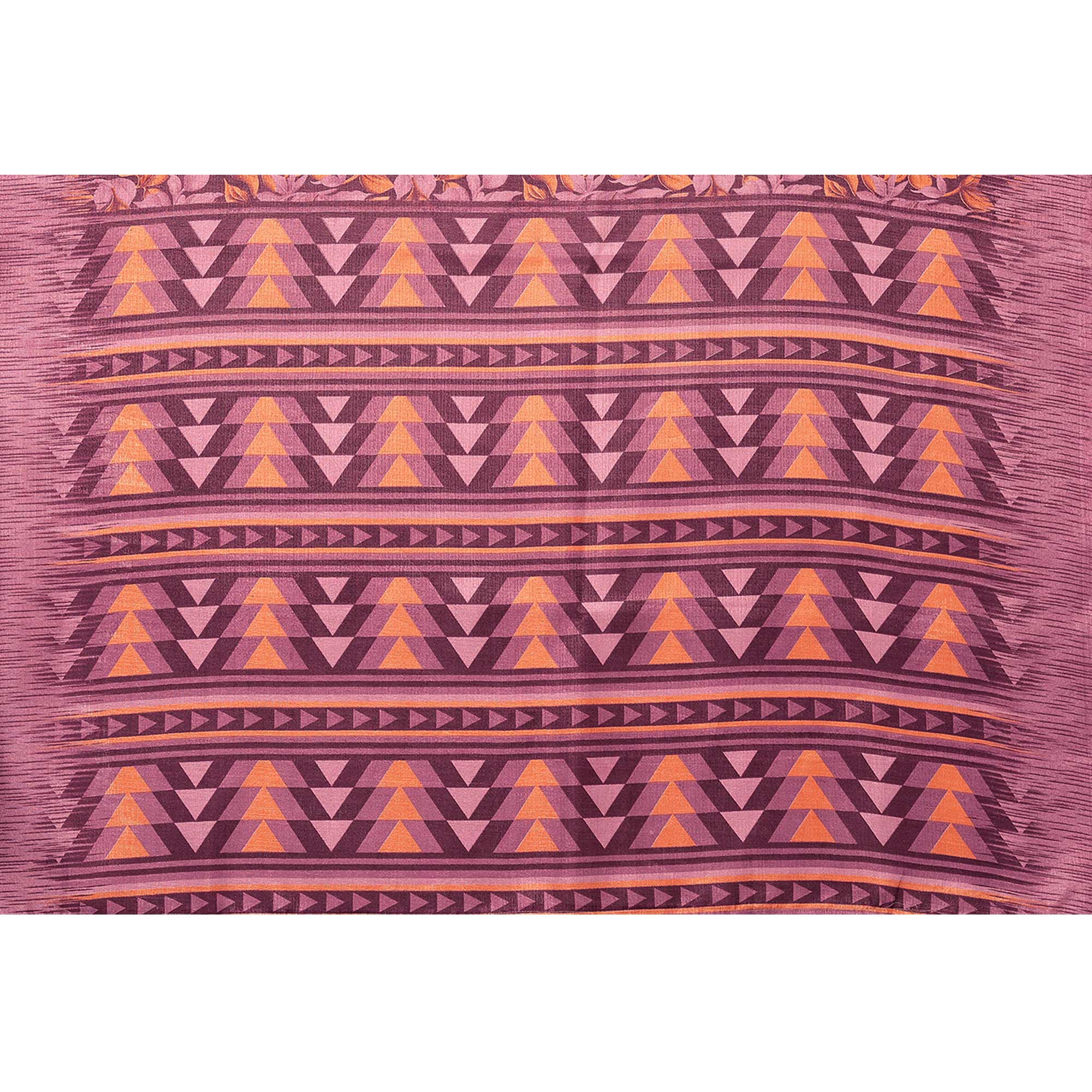 Dark Mauve Floral Printed Khadi Saree