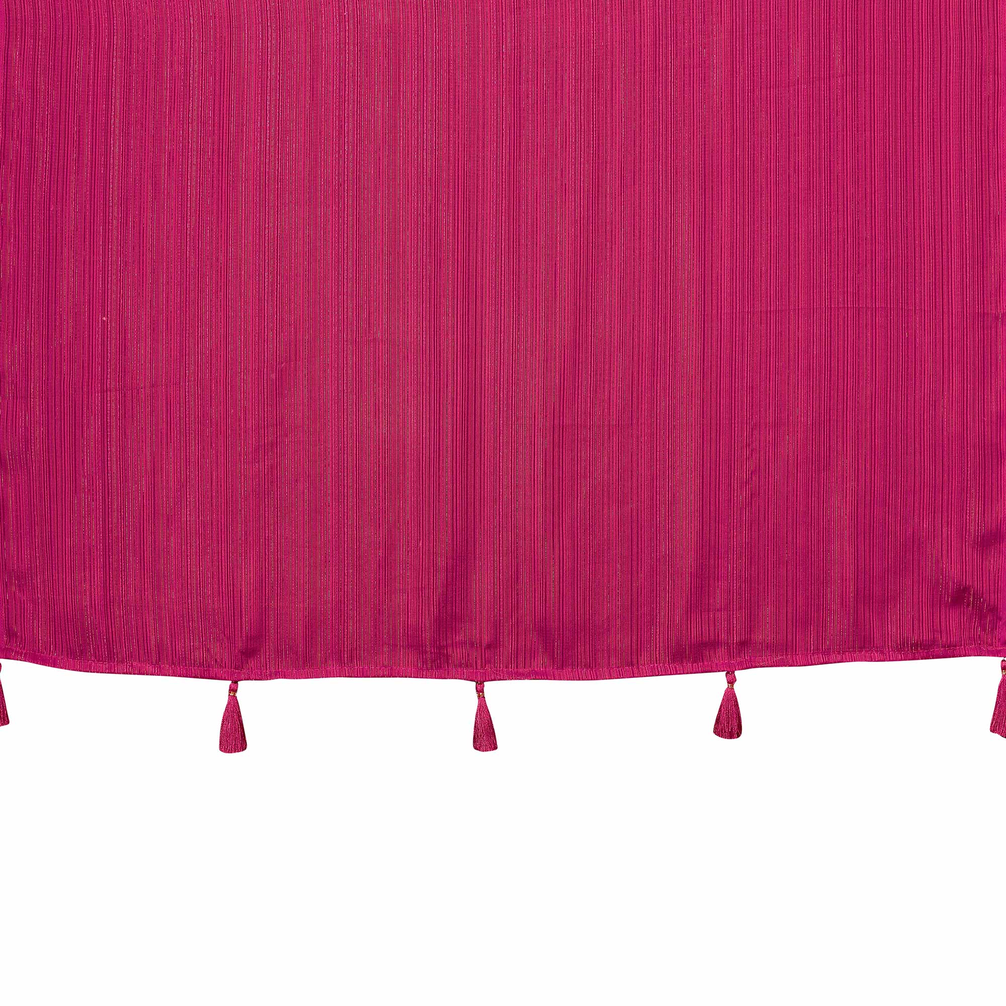 Magenta Woven Satin Saree With Tassels