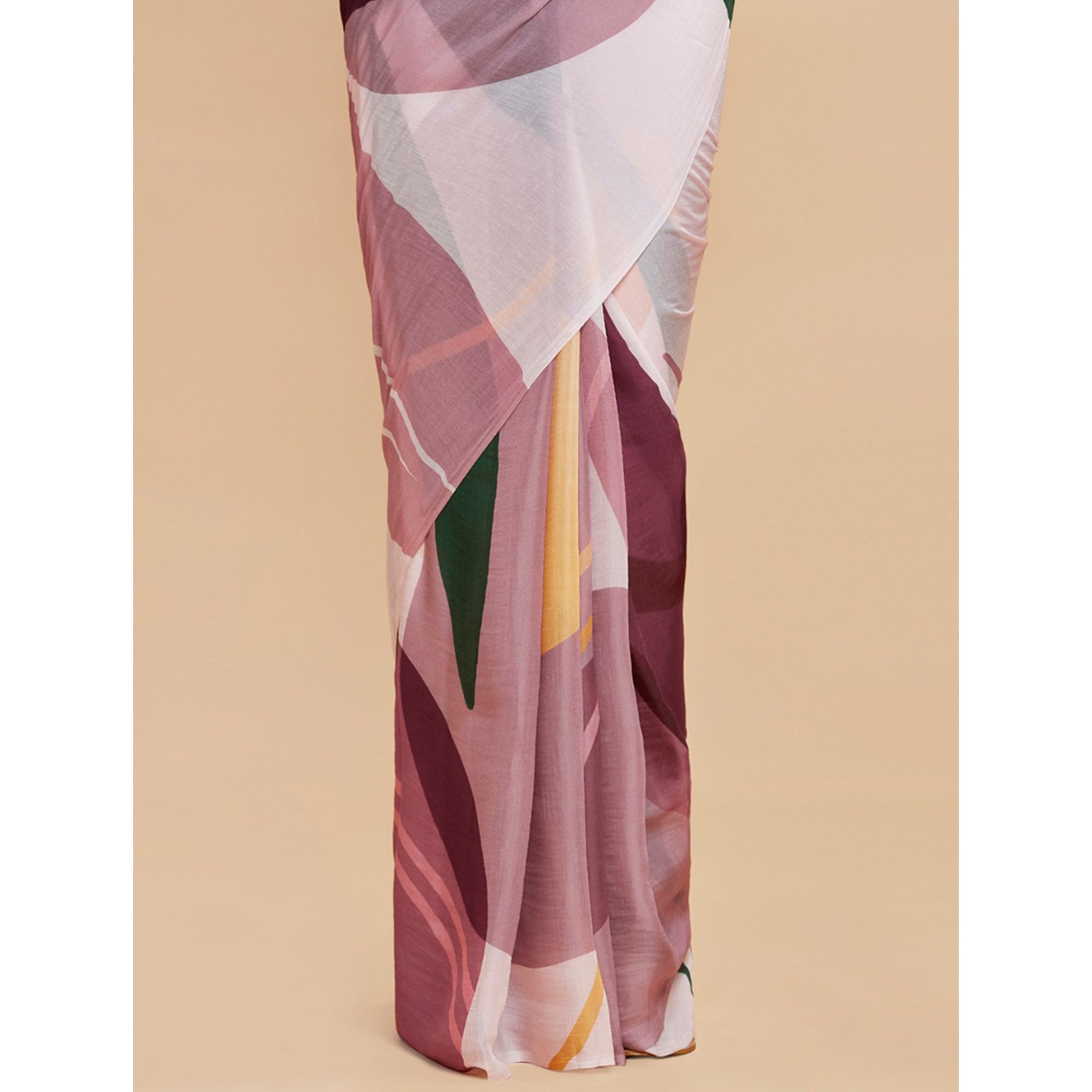 Light Pink Digital Printed Chinon Saree