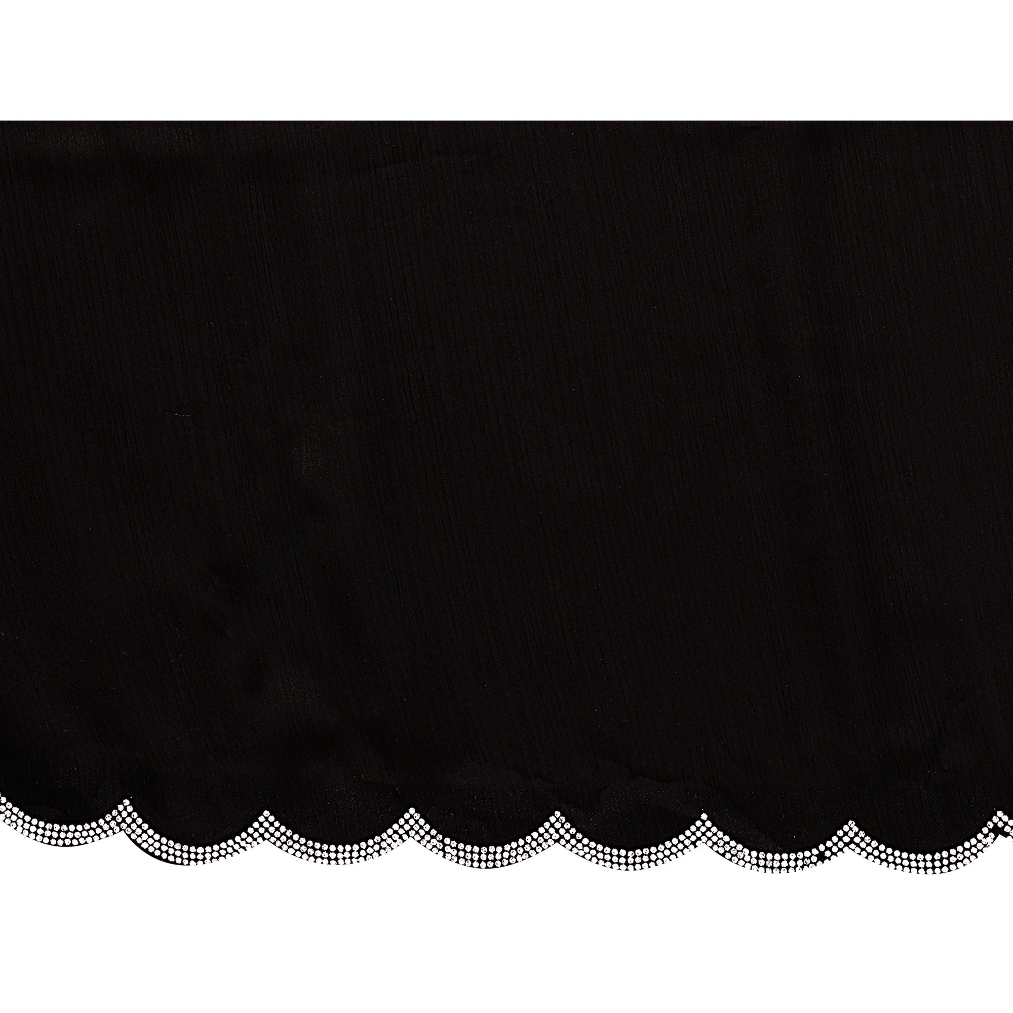 Black Solid Chiffon Saree With Stone Work Border