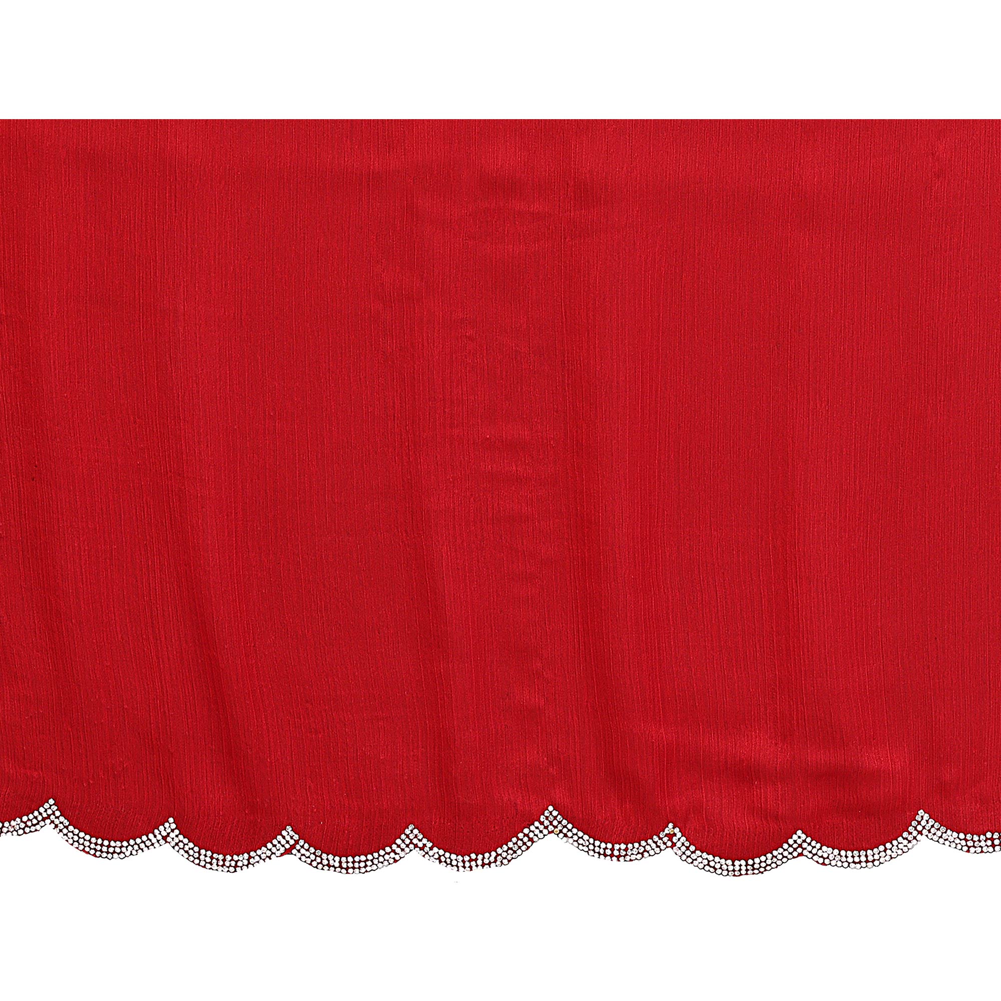 Red Solid Chiffon Saree With Stone Work Border