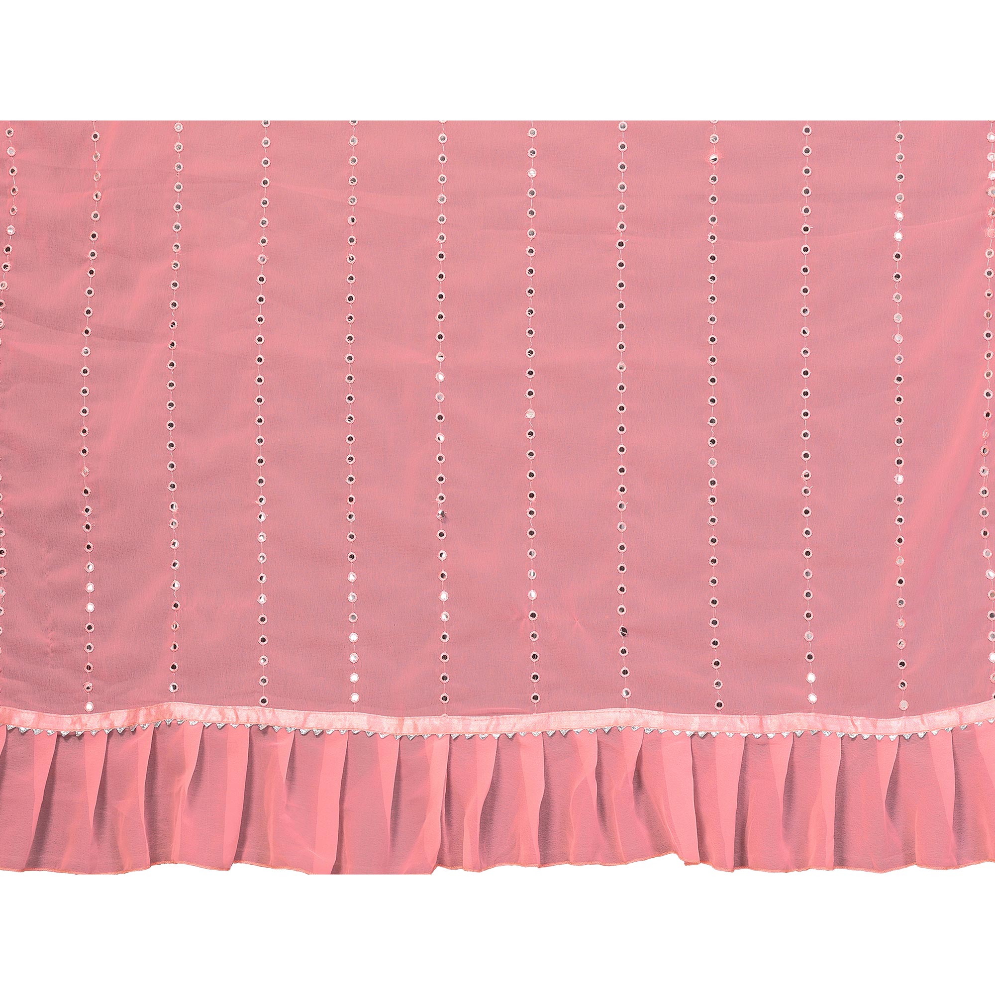 Light Pink Embroidered Georgette Ruffle Saree