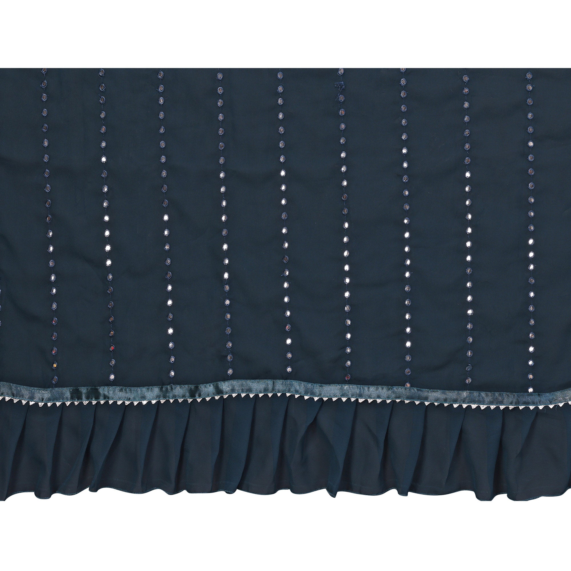 Teal Embroidered Georgette Ruffle Saree