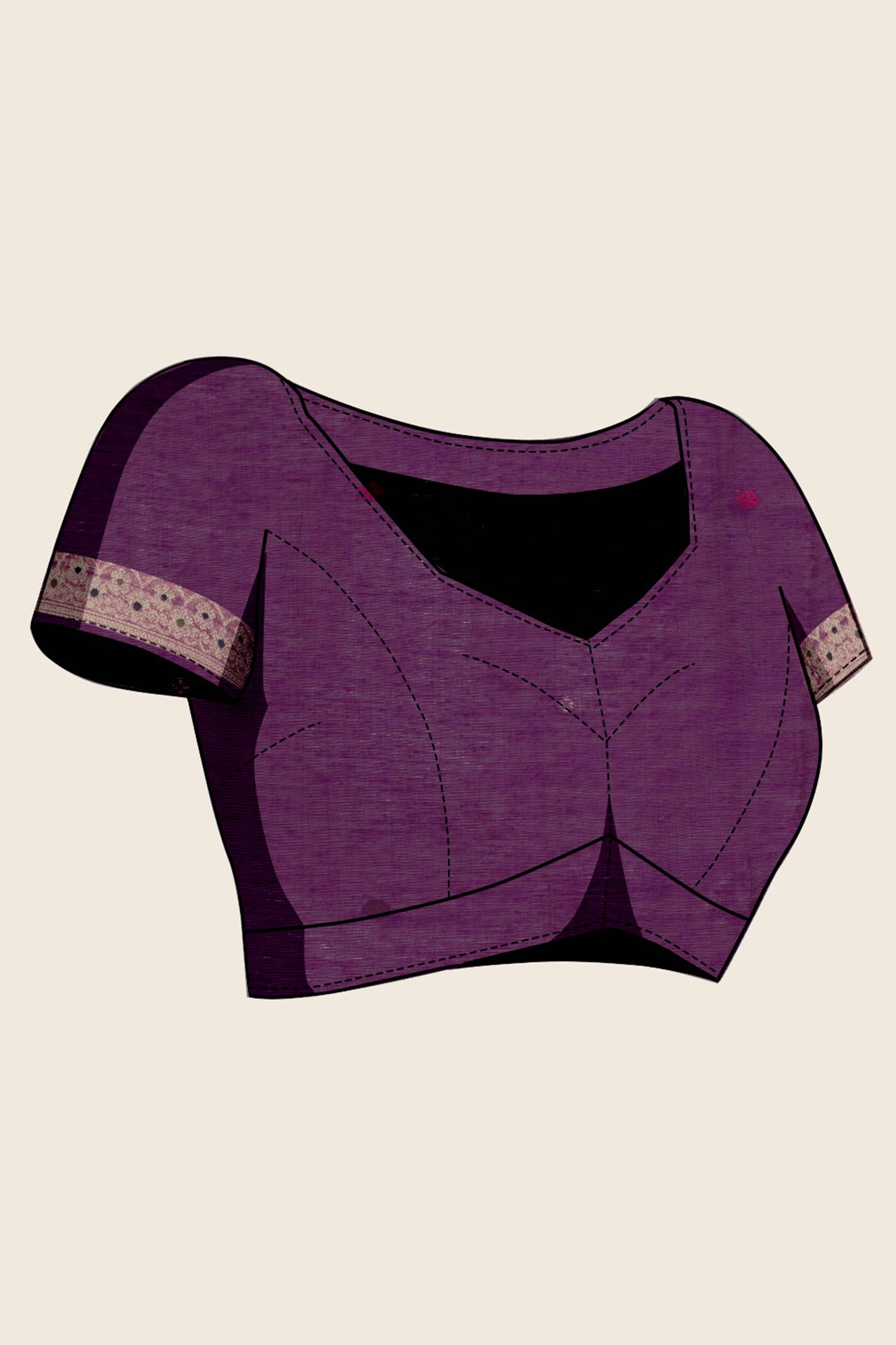 Purple Lightweight Handloom Munga Cotton Blend Saree Accented with Floral Woven Motifs