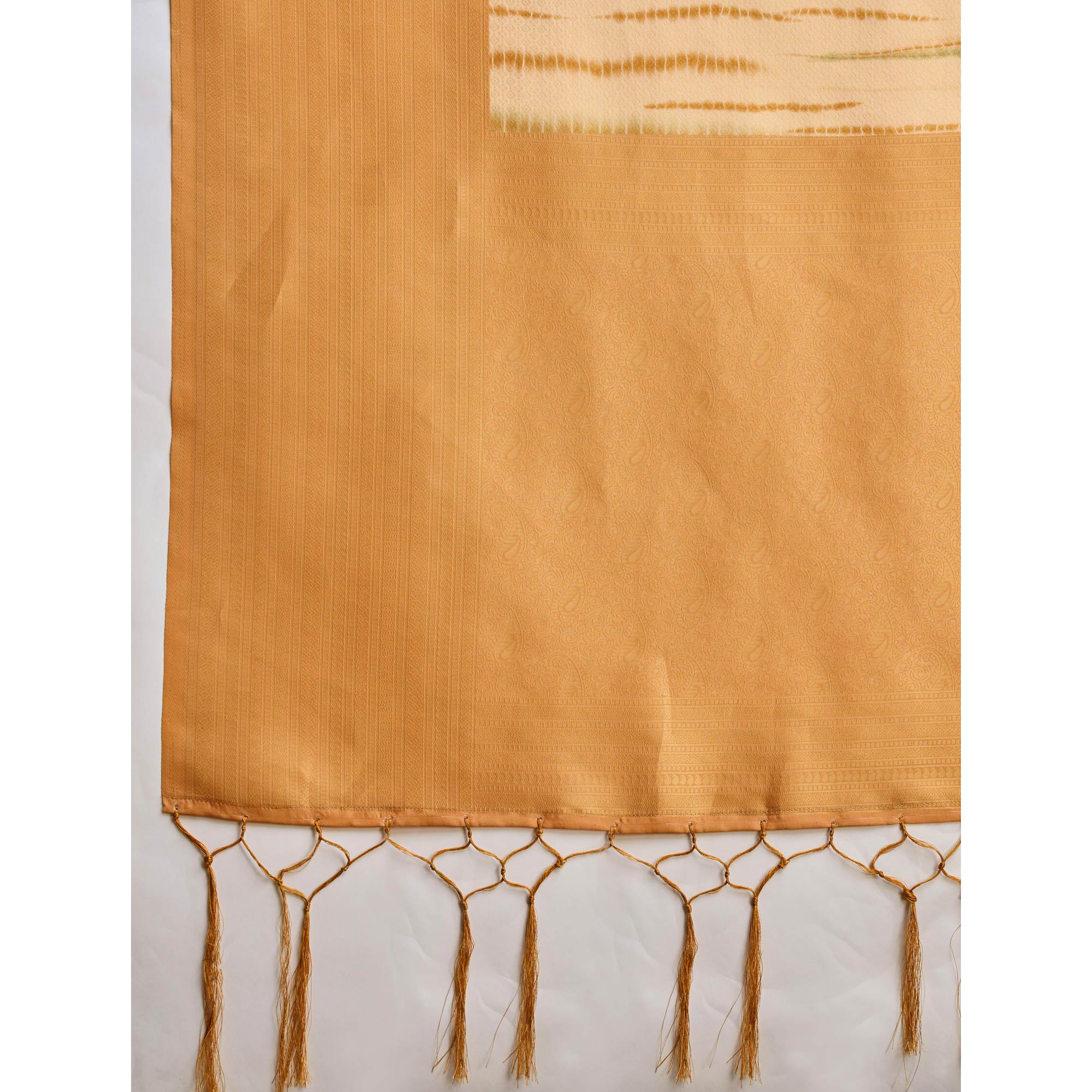 Orange Woven With Digital Printed Banarasi Silk Saree
