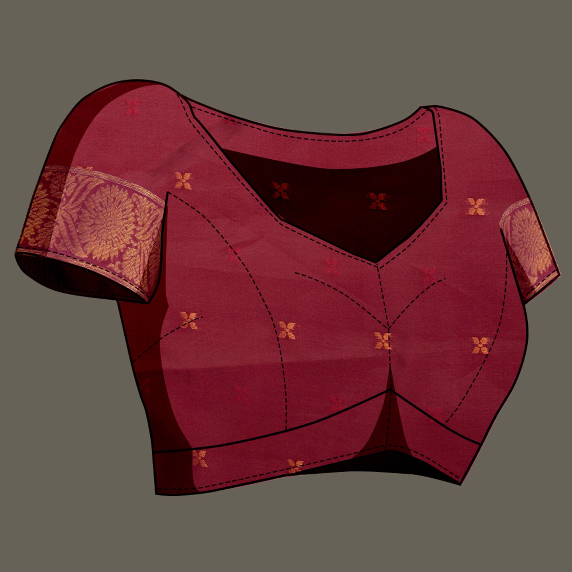 Pink Floral Woven Banarasi Silk Saree