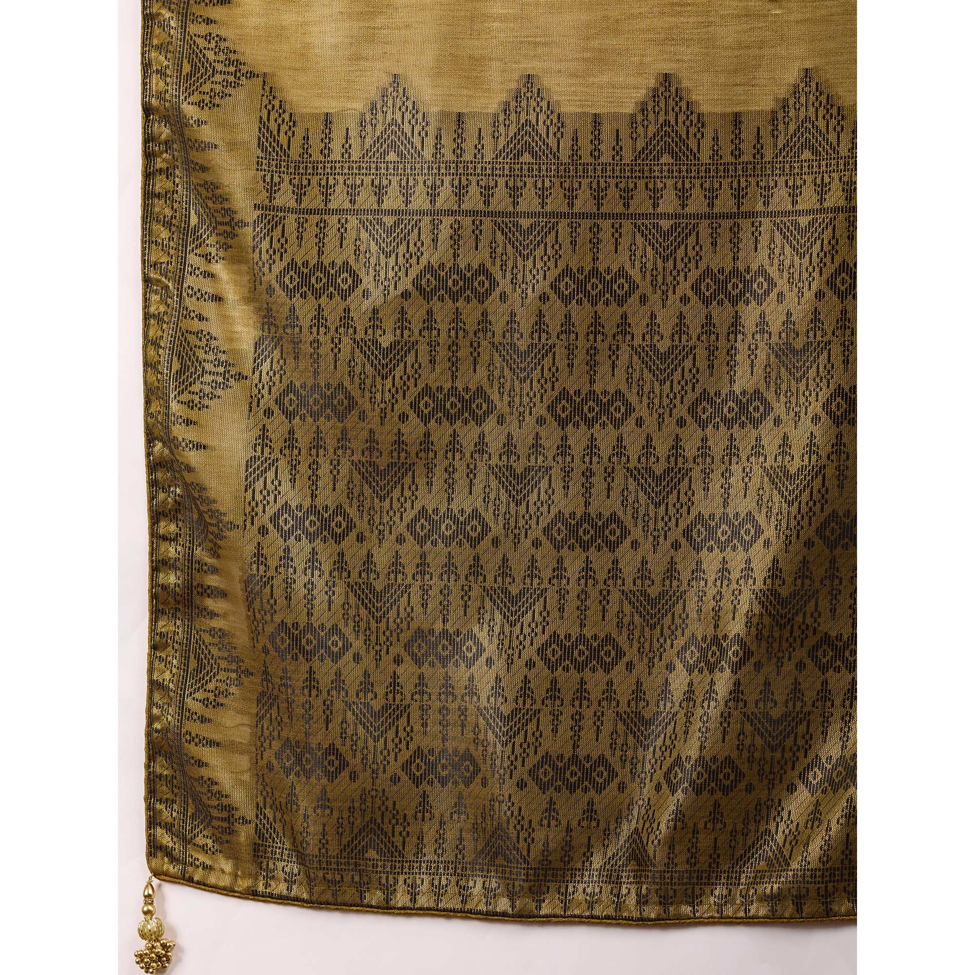 Mehendi Green Festive Linen Tissue Saree with Zari Borders