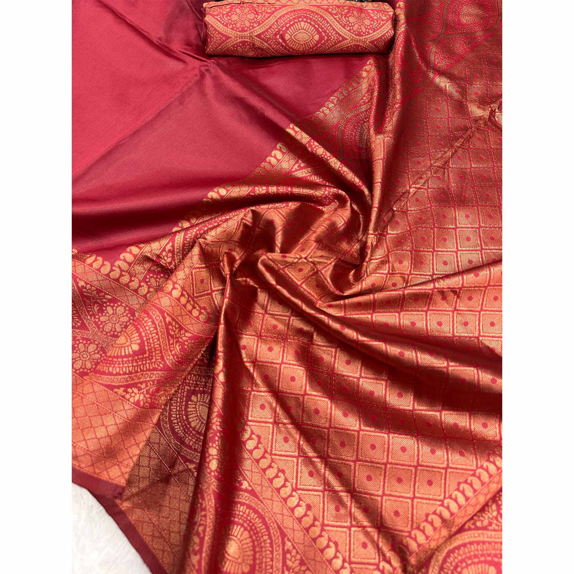 Regal Maroon Floral Zari Woven Lichi Banarasi Silk Saree