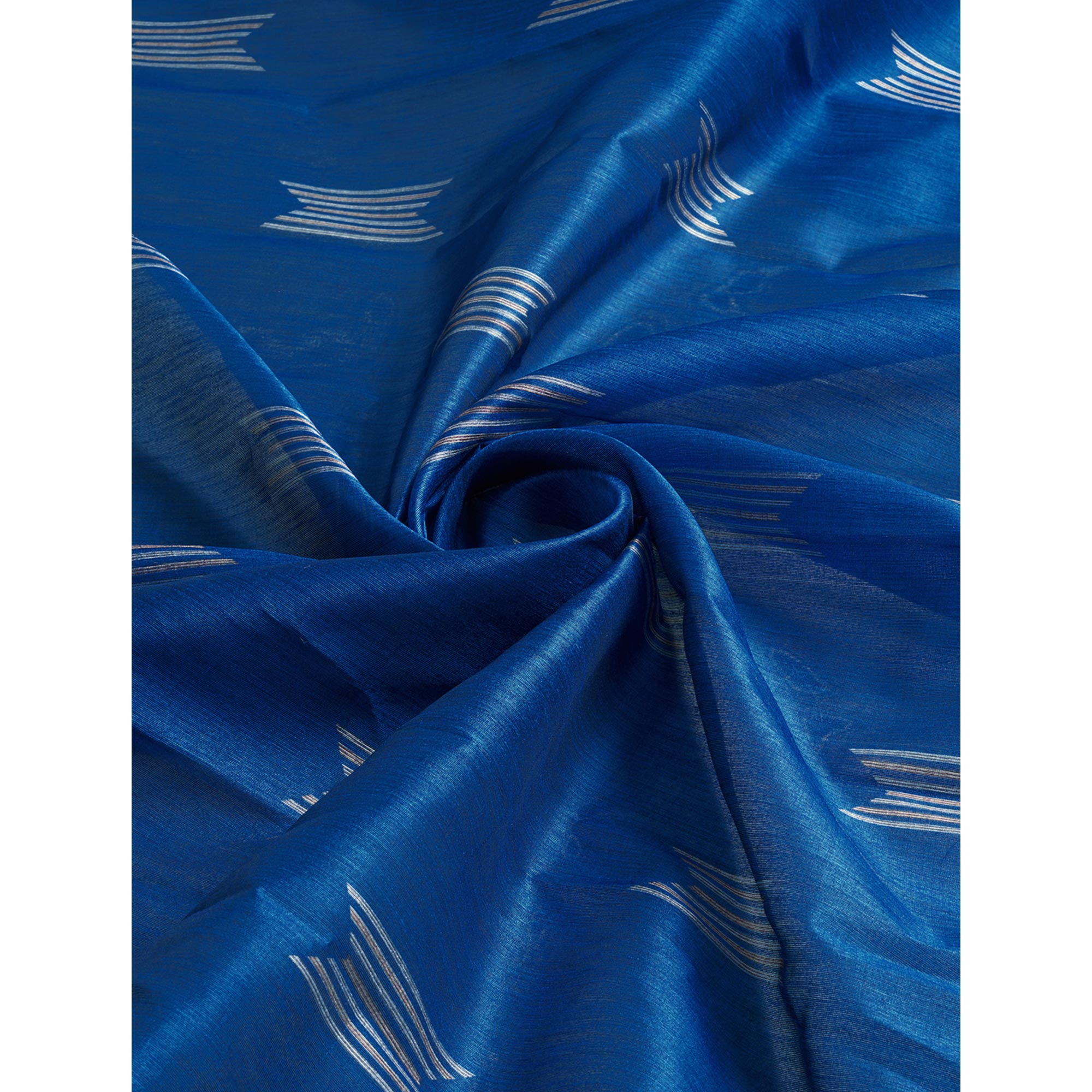 Blue Digital Printed Bhagalpuri Silk Saree With Tassels