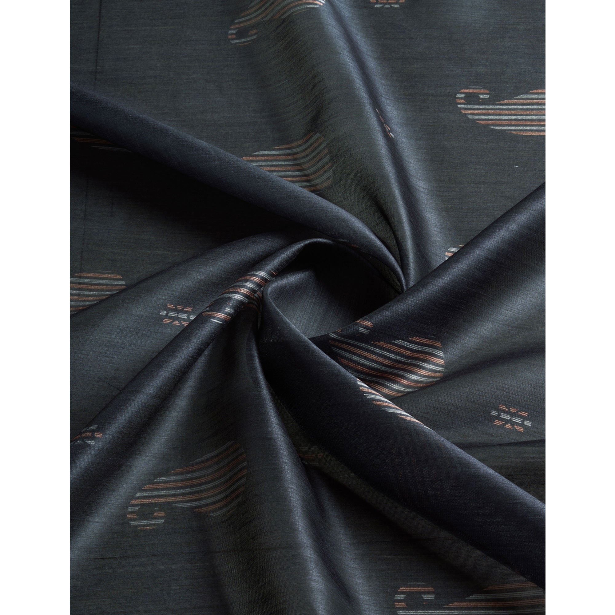 Grey Digital Printed Bhagalpuri Silk Saree With Tassels