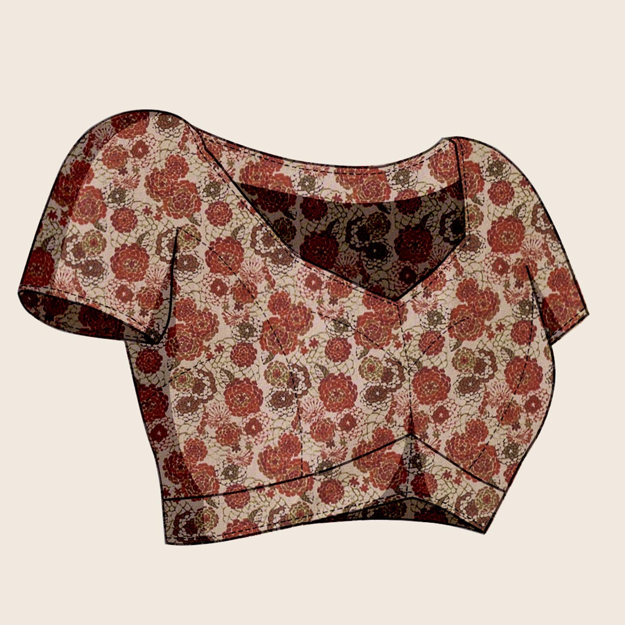 Beige Digital Printed Cotton Silk Saree With Border