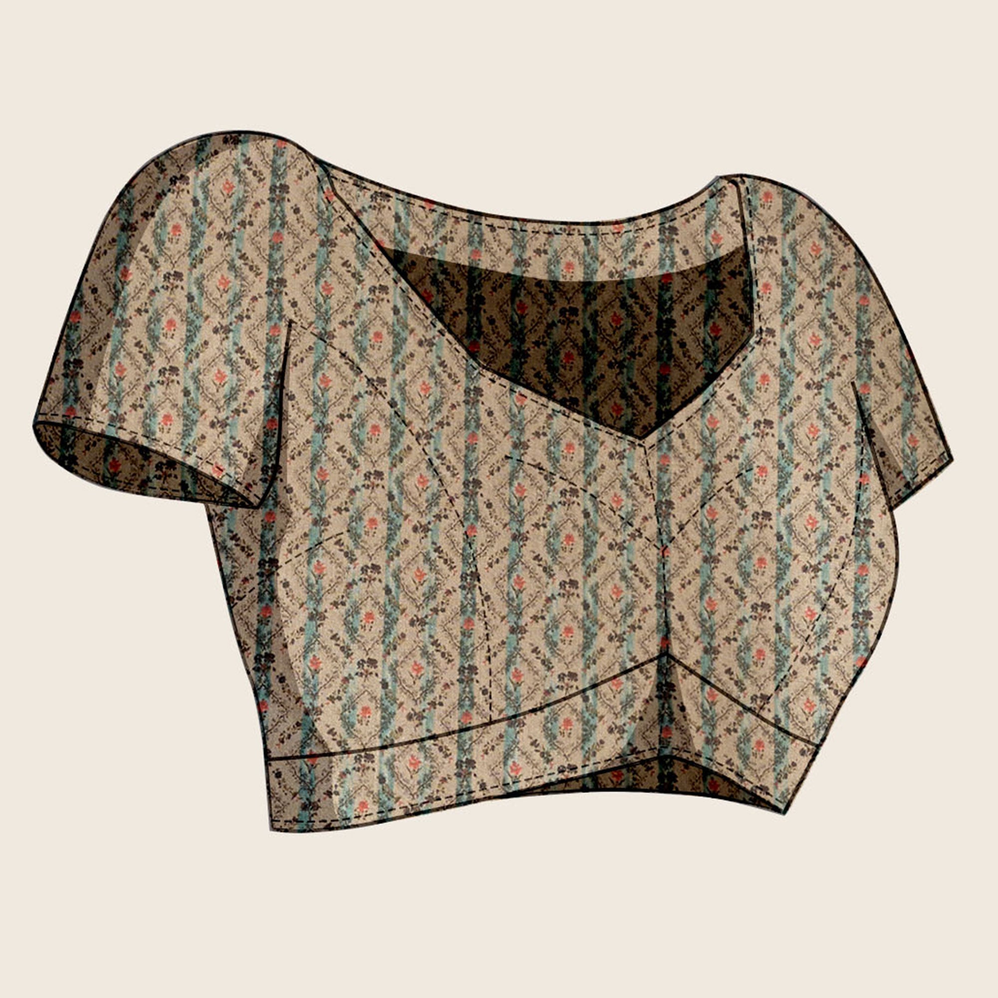 Beige Digital Printed Cotton Silk Saree With Border