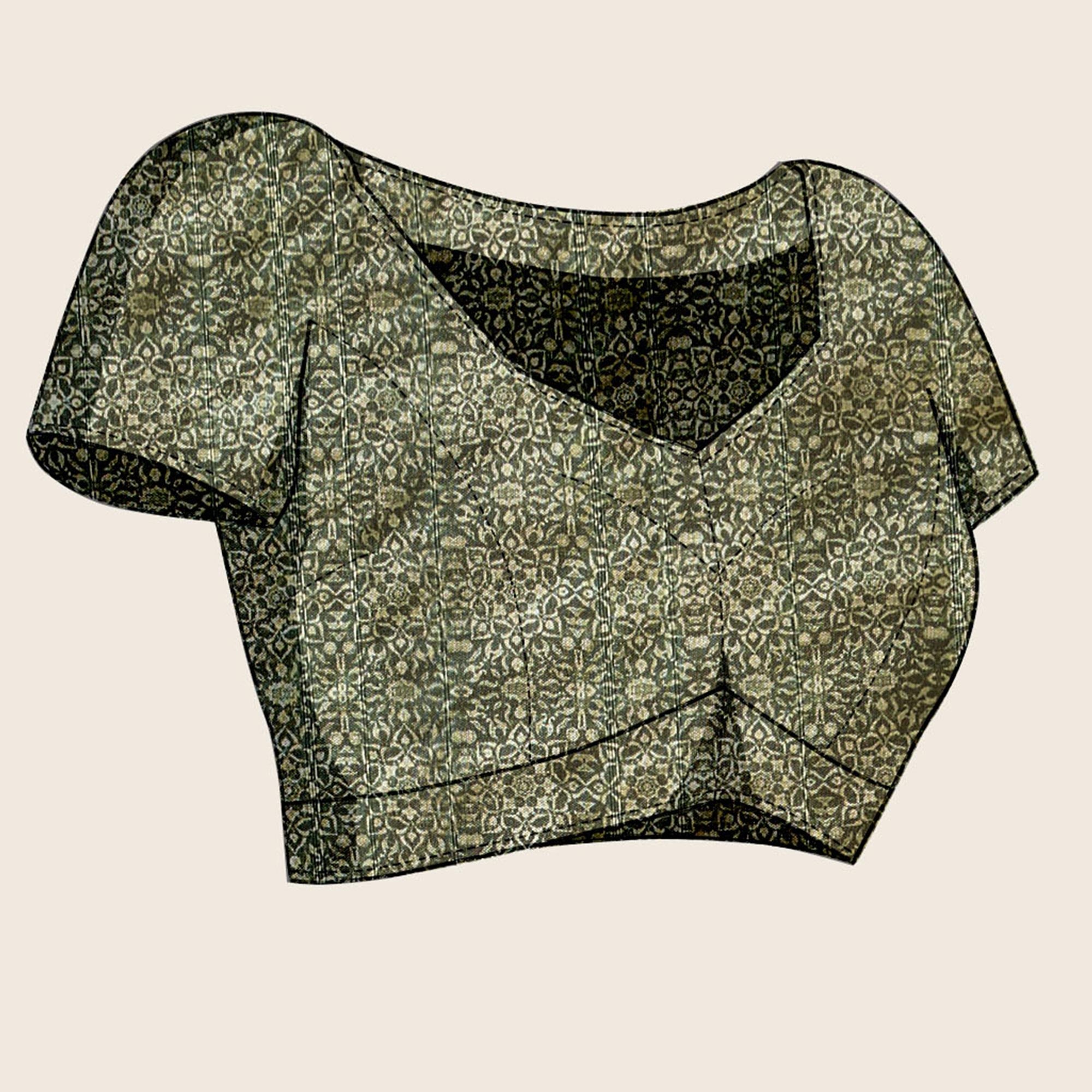 Beige Digital Printed Cotton Silk Saree With Border