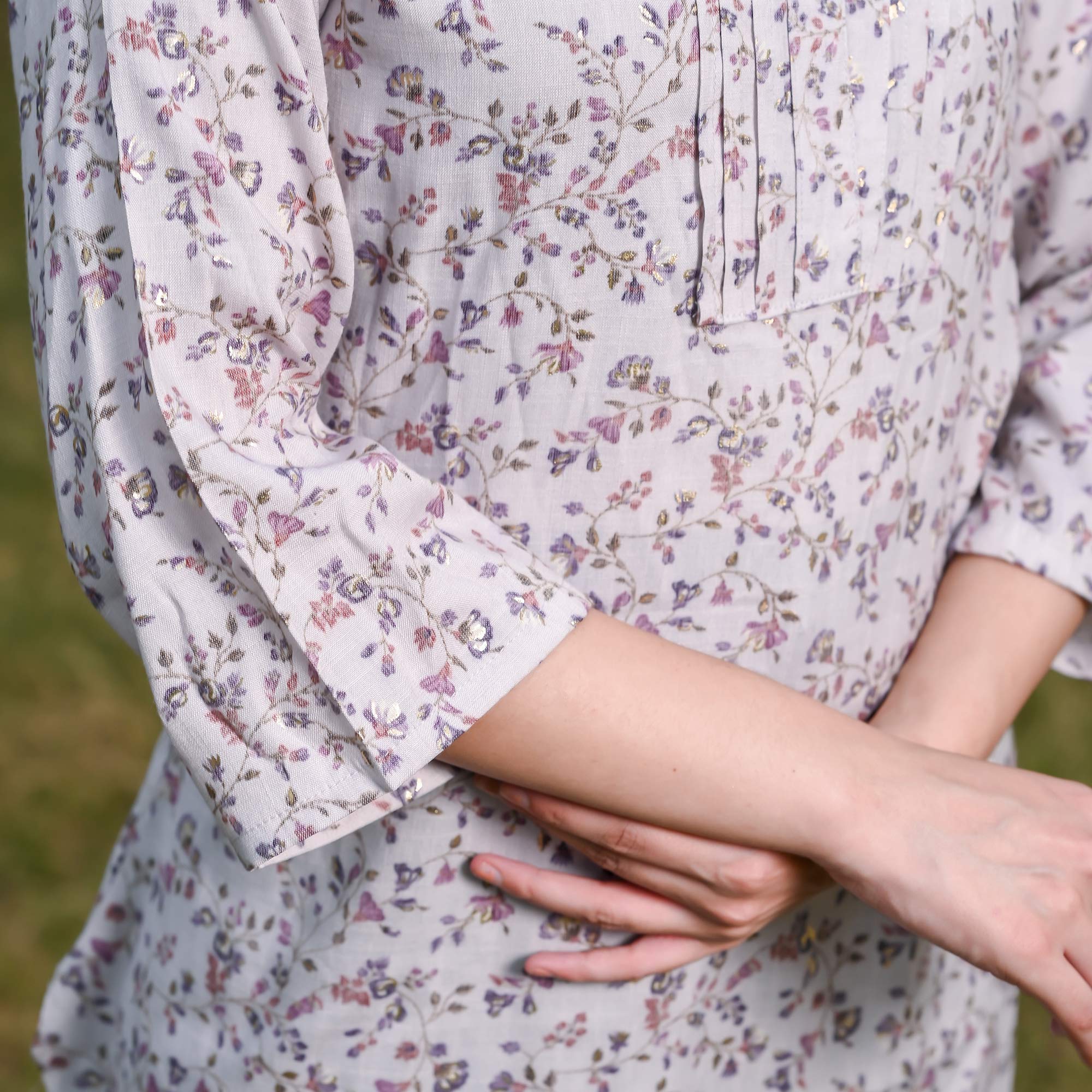 Mauve Floral Printed Rayon Top