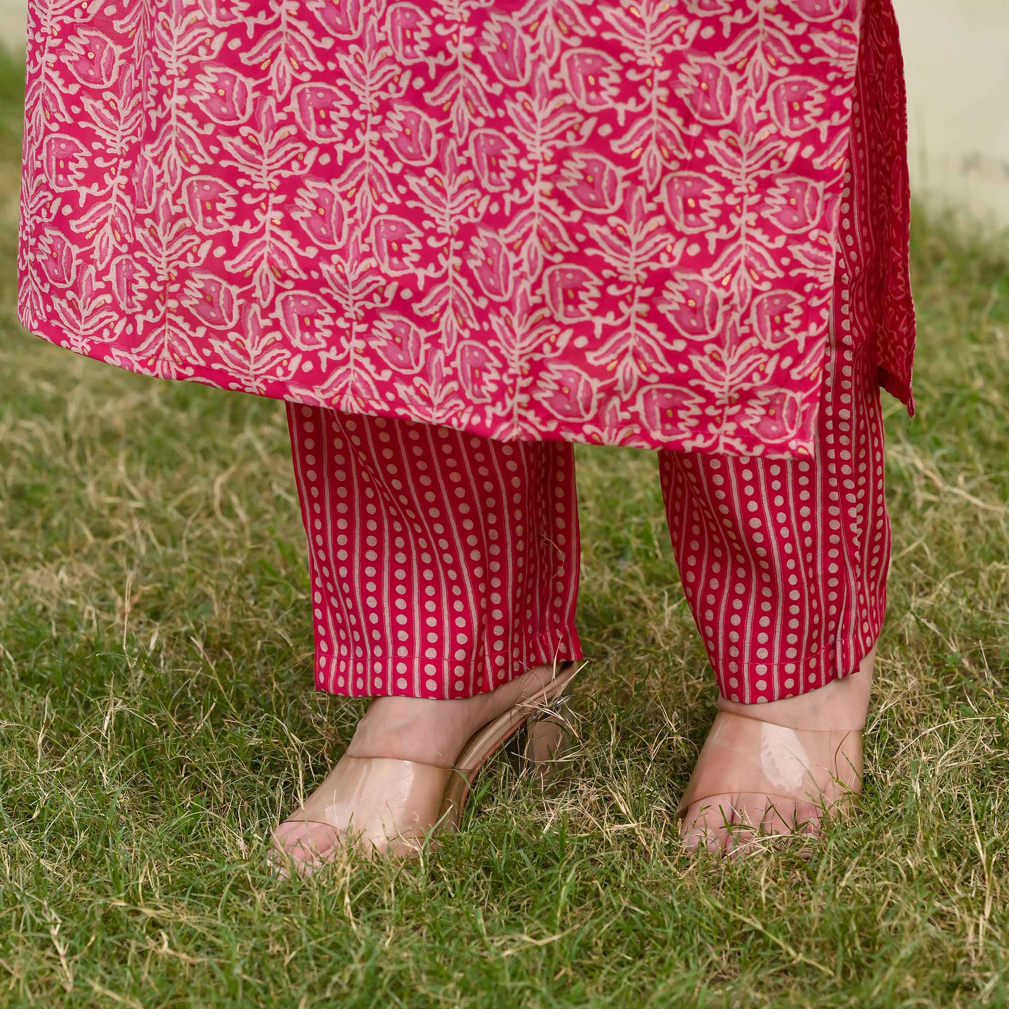 Pink Floral Printed Modal Kurti Pant Set