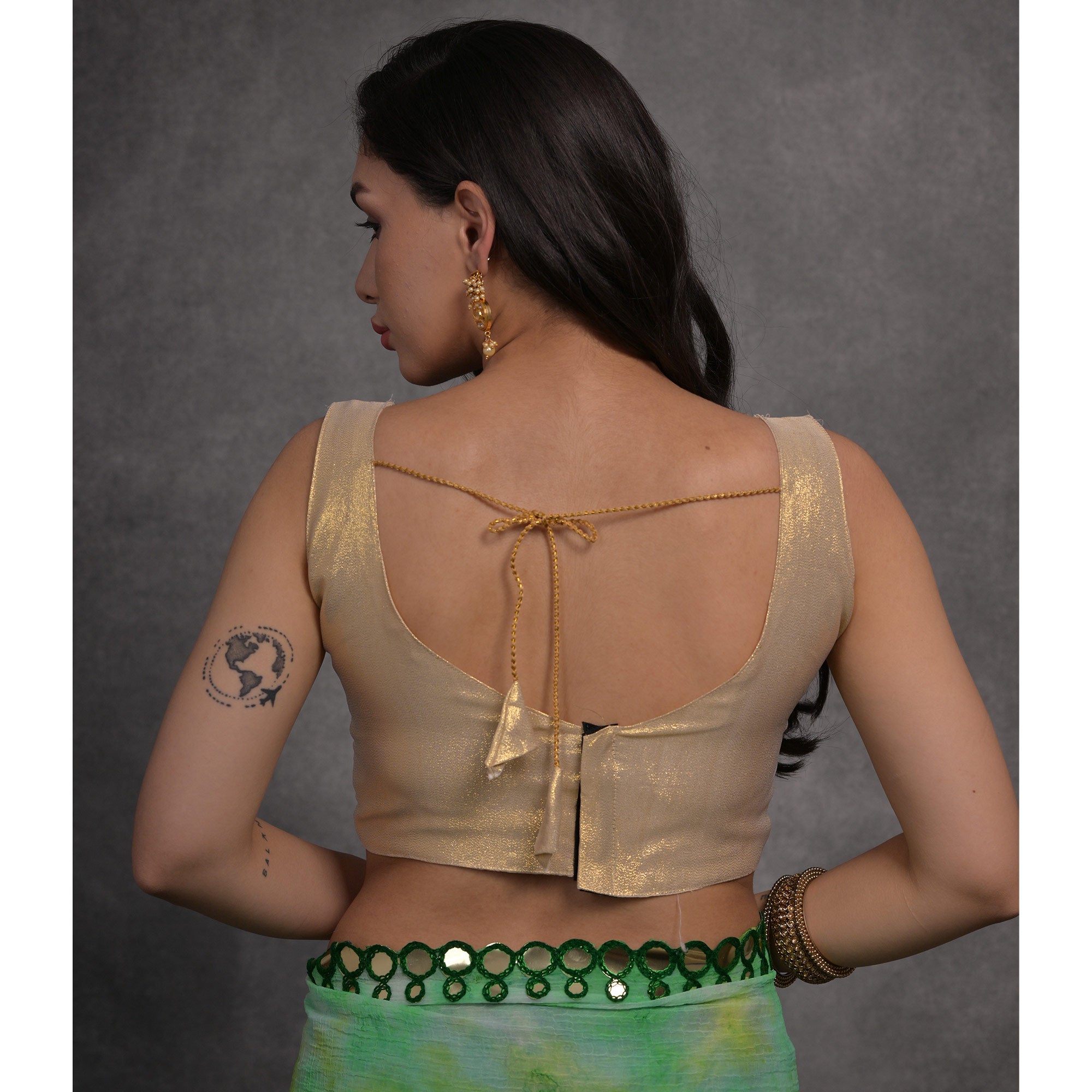 Multicolor Printed With Mirror Work Georgette Saree