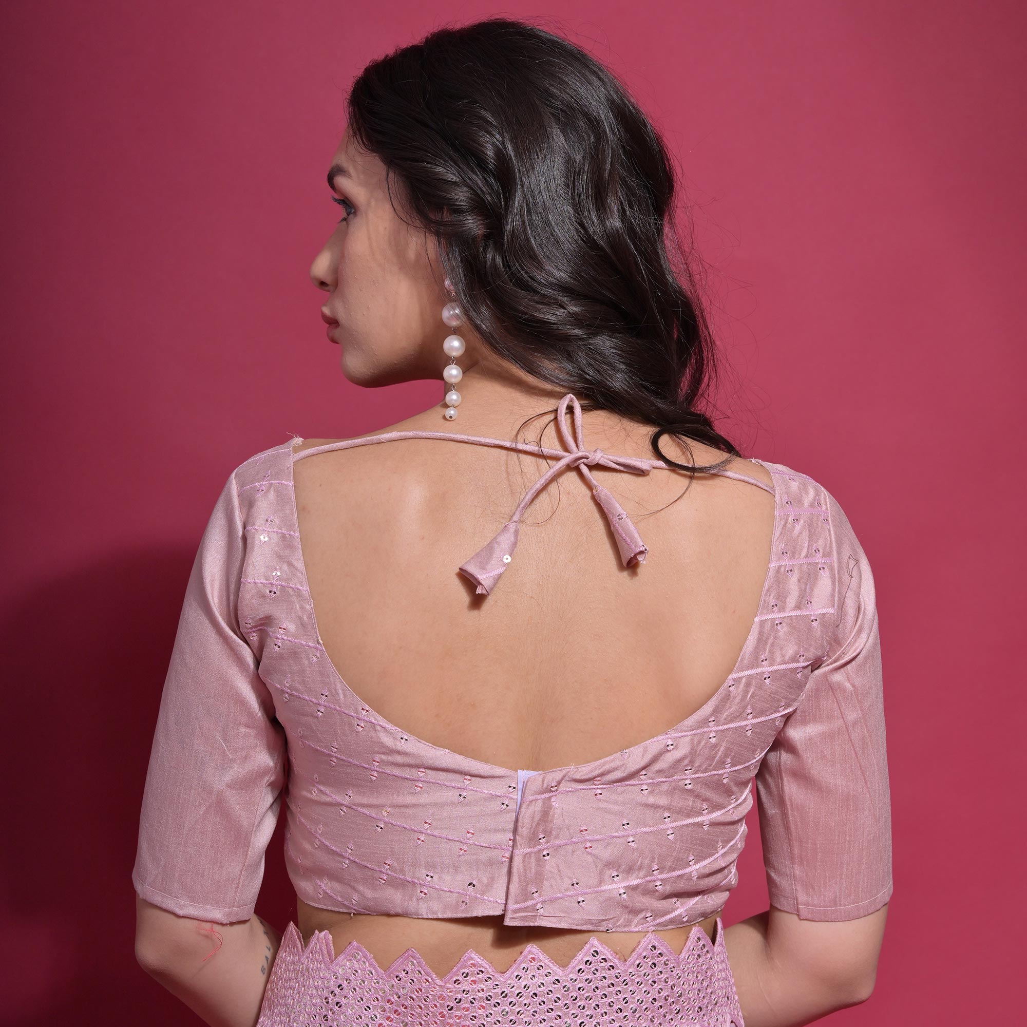 Pink Sequins Embroidered Georgette Saree