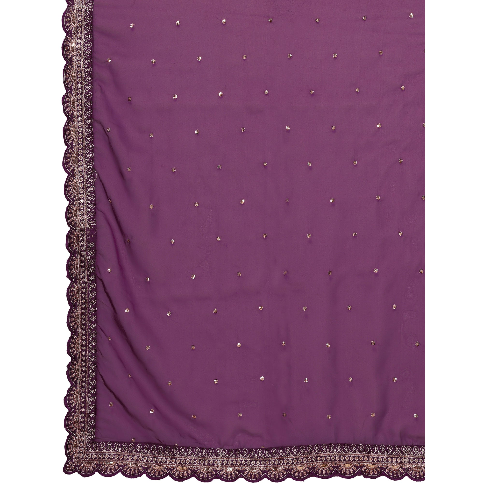 Purple Sequins Embroidered Embroidered Organza Saree