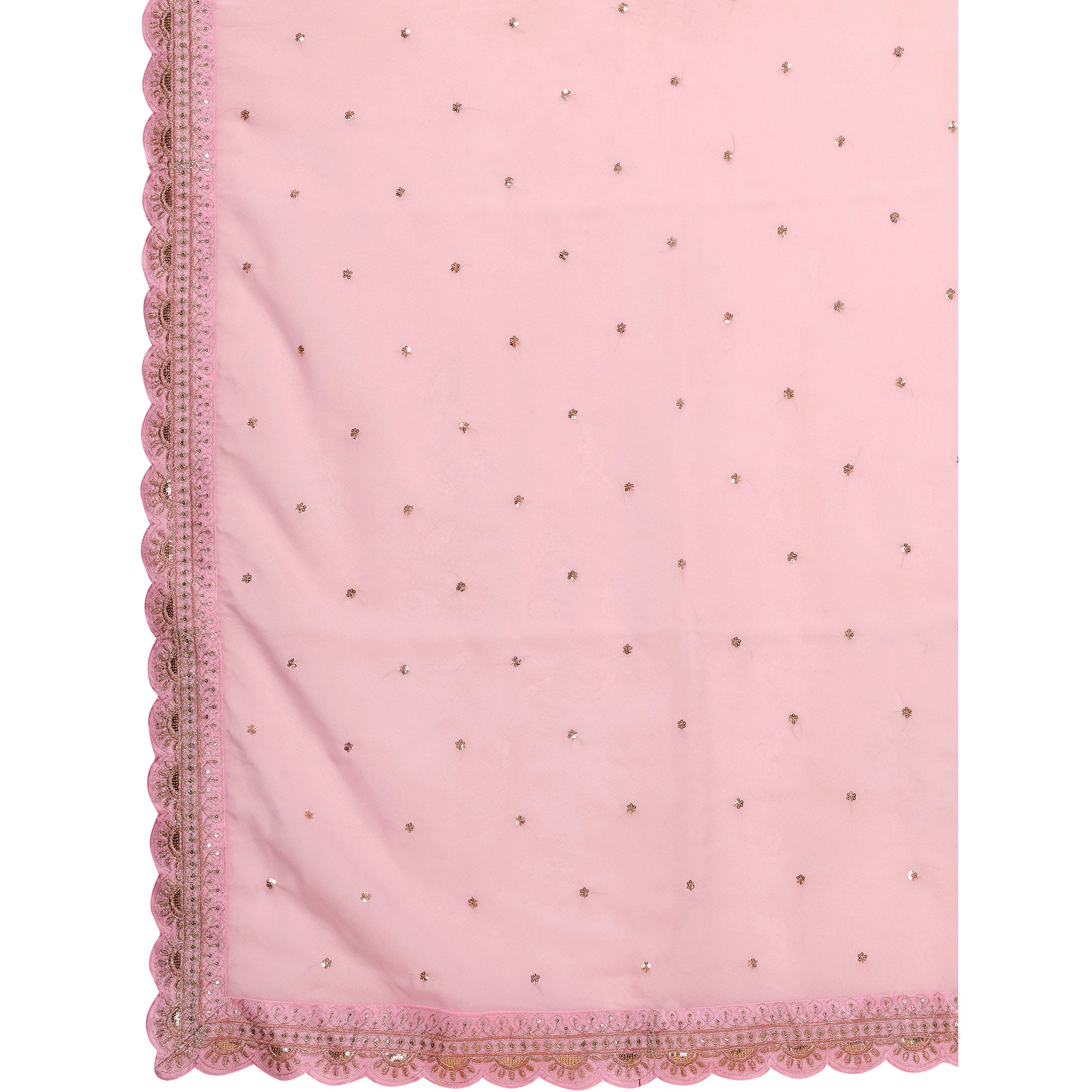 Pink Sequins Embroidered Embroidered Organza Saree