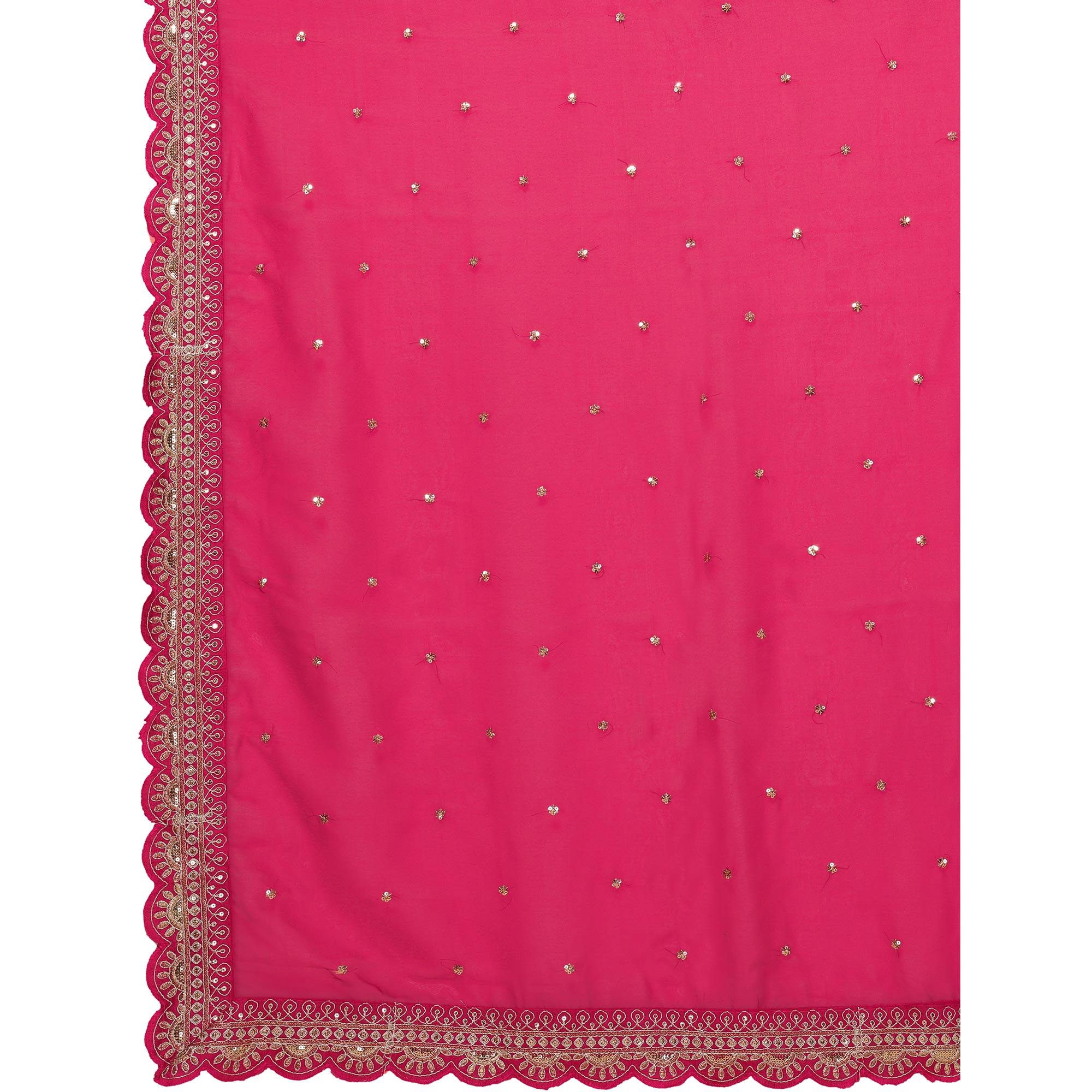 Rani Pink Sequins Embroidered Embroidered Organza Saree