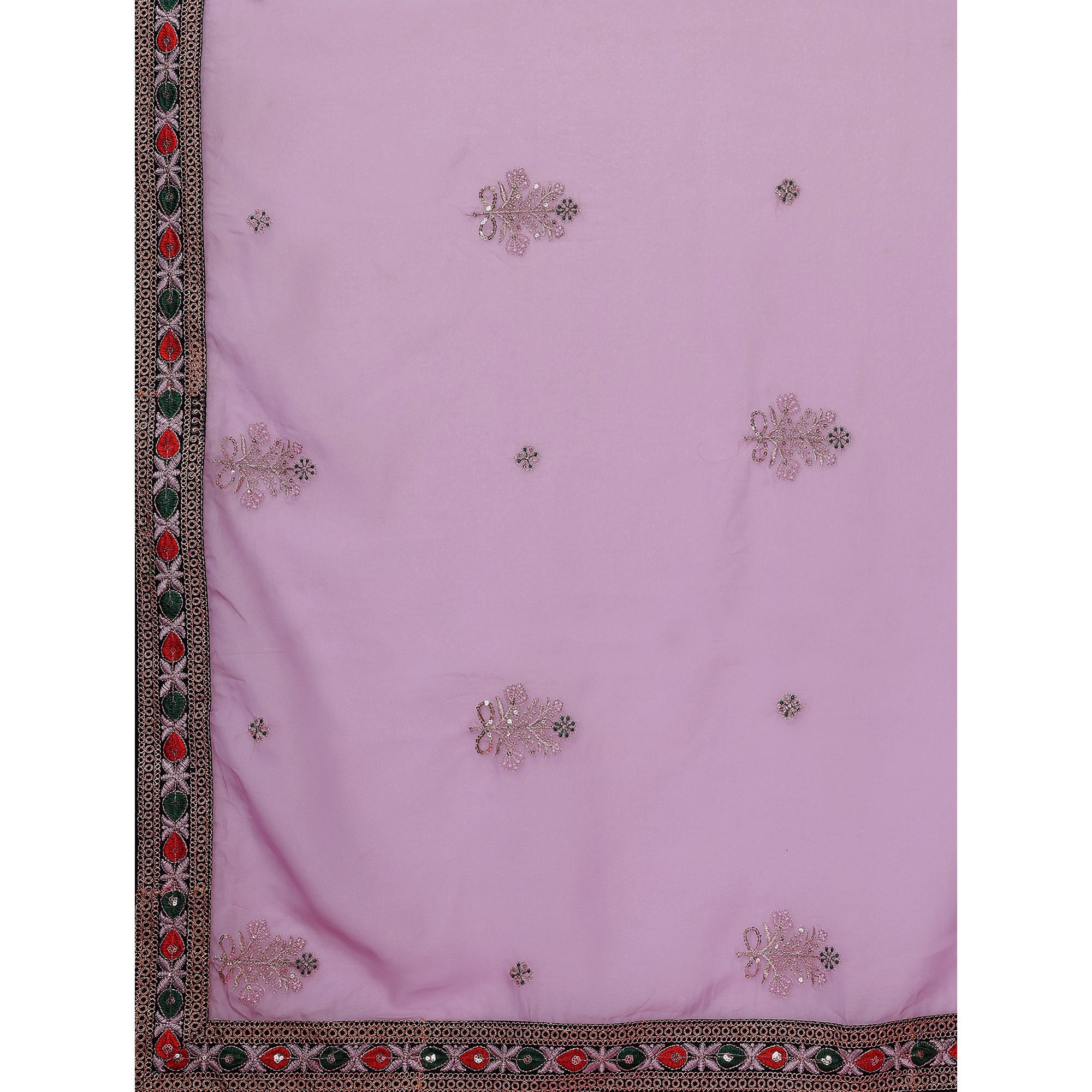 Lavender Floral Sequins Embroidered Organza Saree