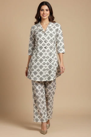 White Printed Pure Cotton Co-Ord Set