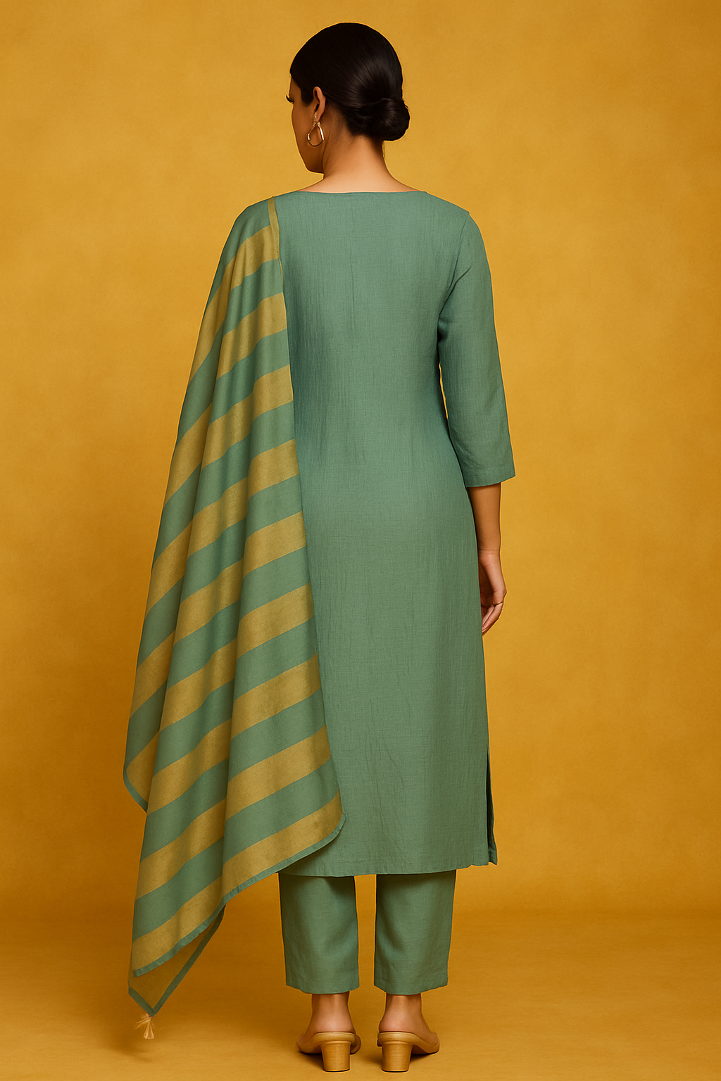 Green Shimmer Rinkal Style Suit with Beads and Stone Hand Embellishments