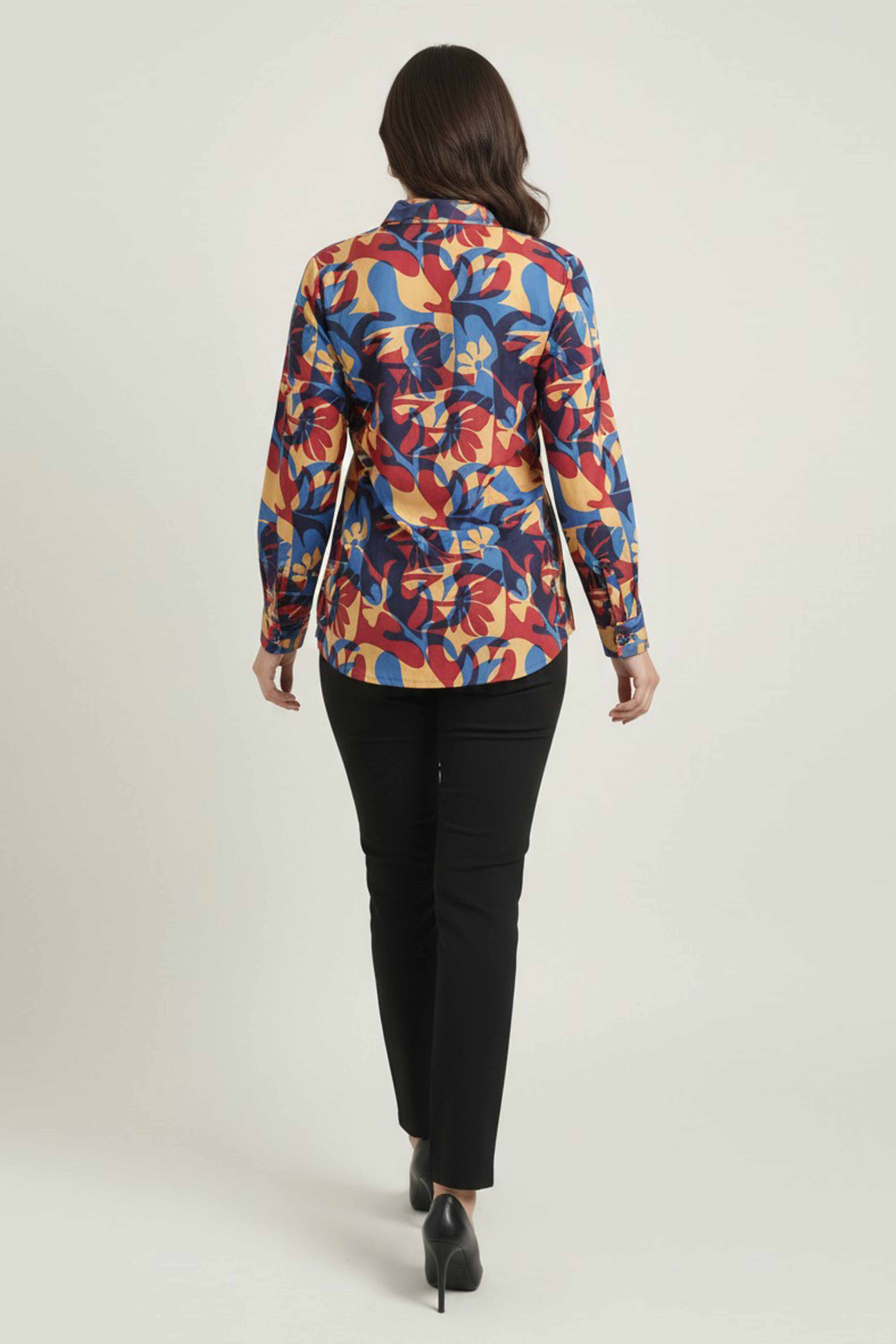 Blue Abstract Printed Pure Cotton Top