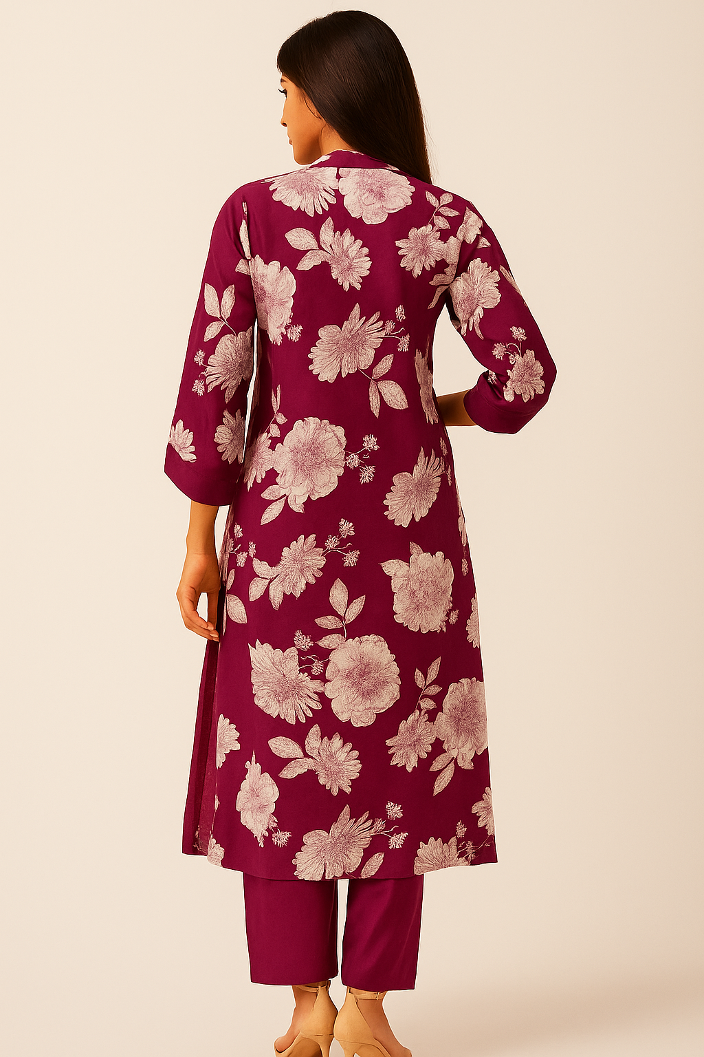 Elegant Purple Pure Cotton Salwar Suit with Floral Prints