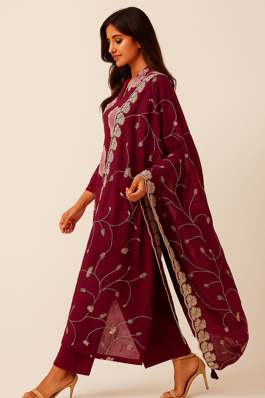 Elegant Purple Pure Cotton Salwar Suit with Floral Prints