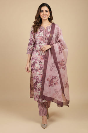 Wine Floral Printed Rayon Capsule Straight Salwar Suit