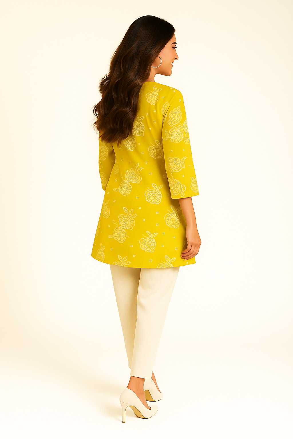 Mustard Pure Cotton Flex Top Bottom Suit Set Featuring Bandhani Design